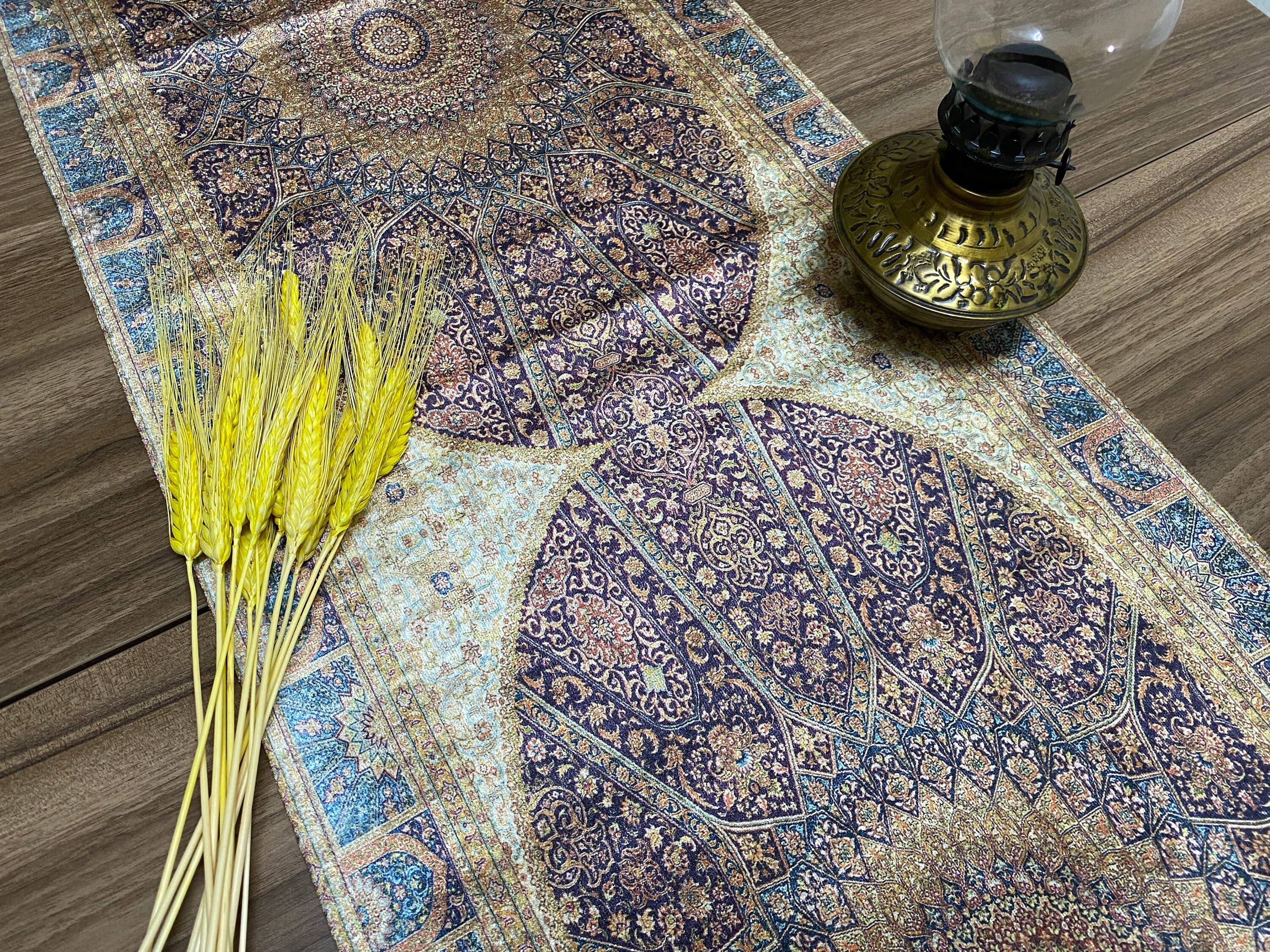 Green Mosaic Medallion Turkish Table Runner, Long Boho Wedding Table Decor, Farmhouse Rustic Table Runner, RNR362 - image 3