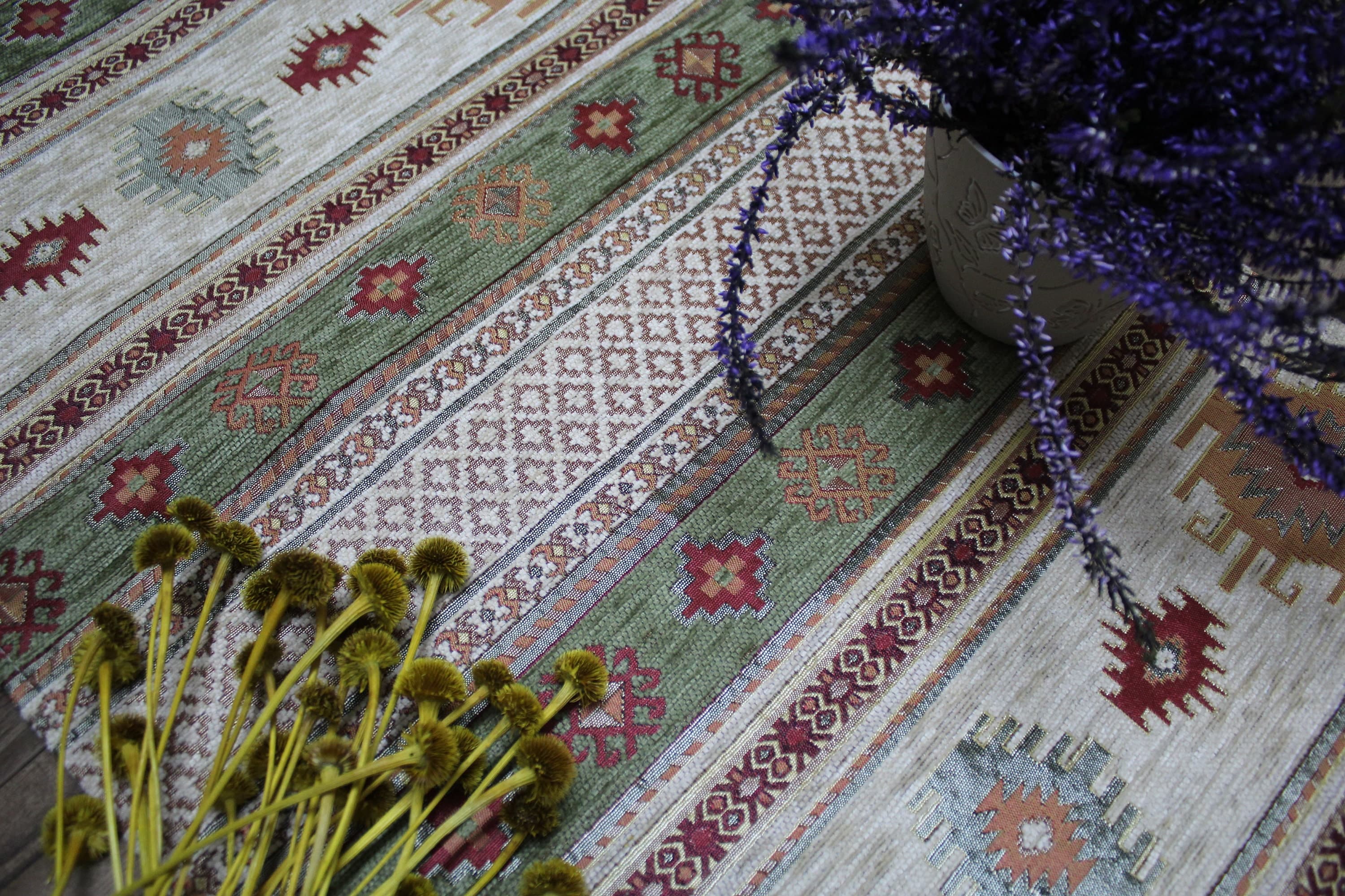 Khaki Turkish Table Cloth Runner, Cream Boho Table Runner For Wedding, Kilim Design Table Runner, Home Decor, Khaki Home Decor, RNR138 - image 3