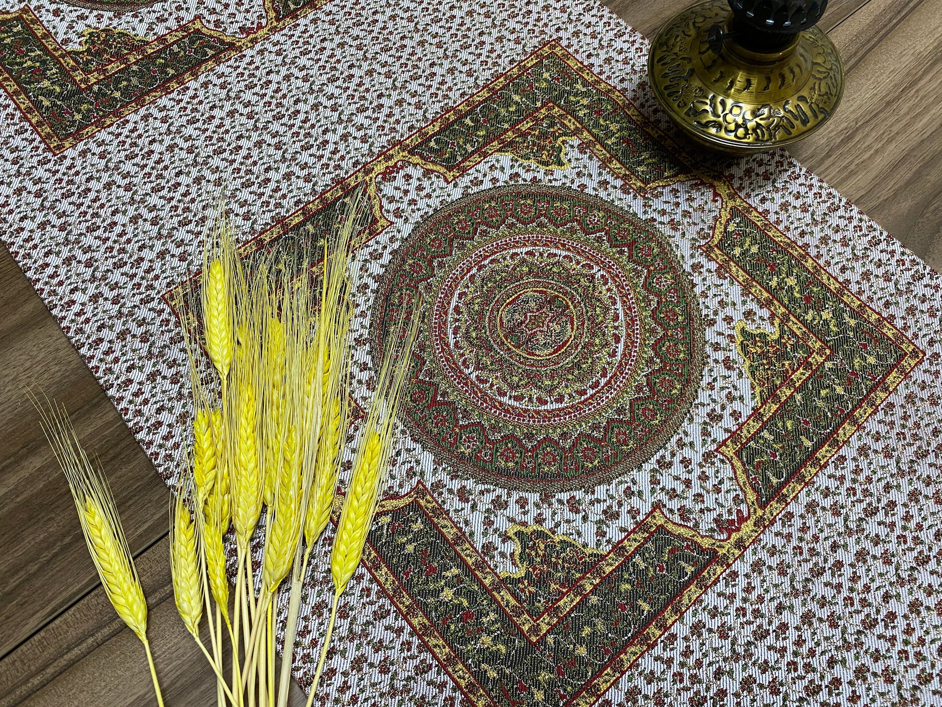 Cream Seramic Pattern Turkish Coffee Table Cloth Runner, Aztec Boho Wedding Oriental Table Runner, Cream Diner Table Runner, RNR287 - image 3