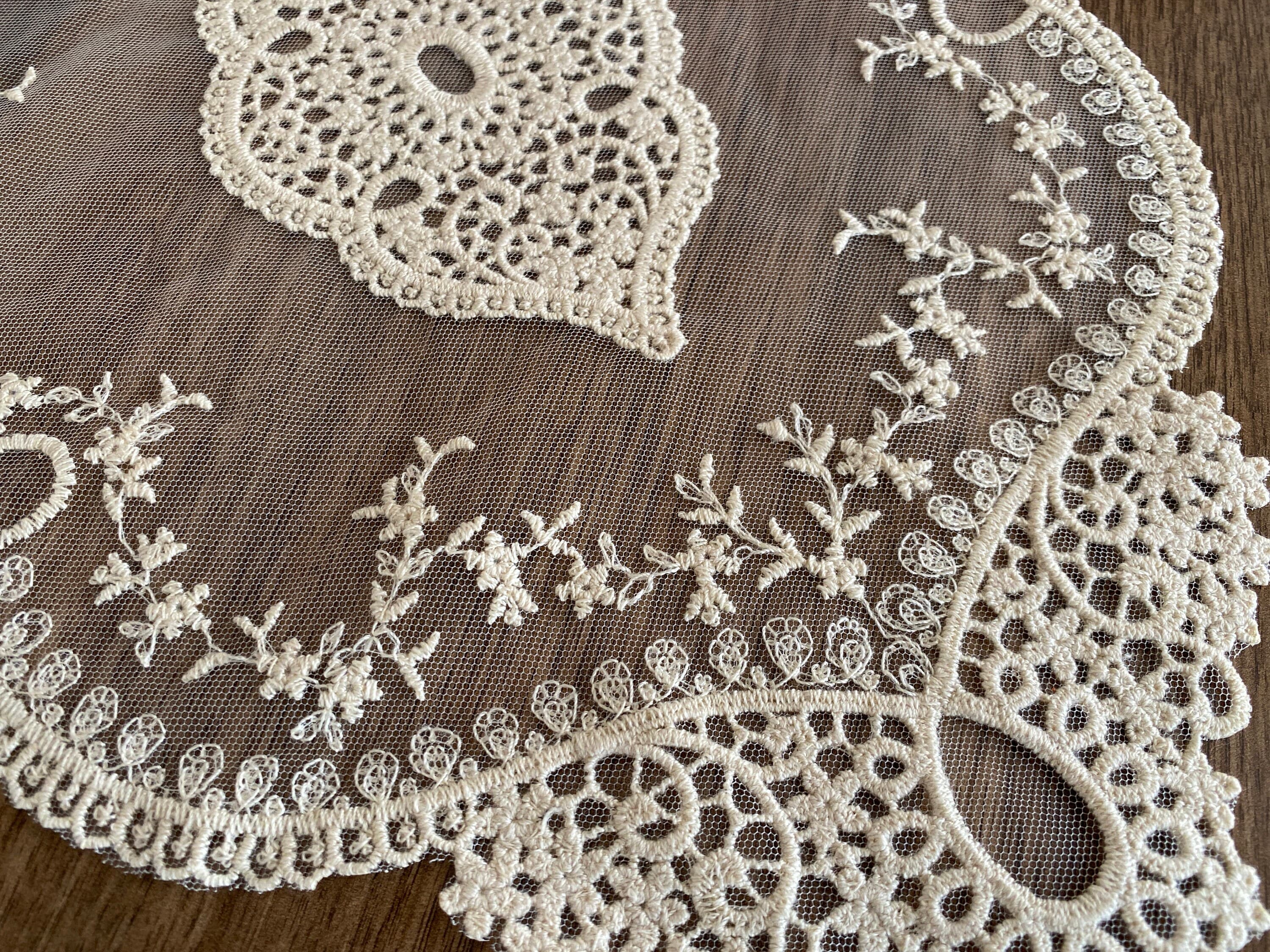 Cream Center Piece French Lace Oval Table Placemat, Lace Doily, Table Mat, Lace Tablecloth, France Lace Doily, Vintage Lace, LC159 - image 5