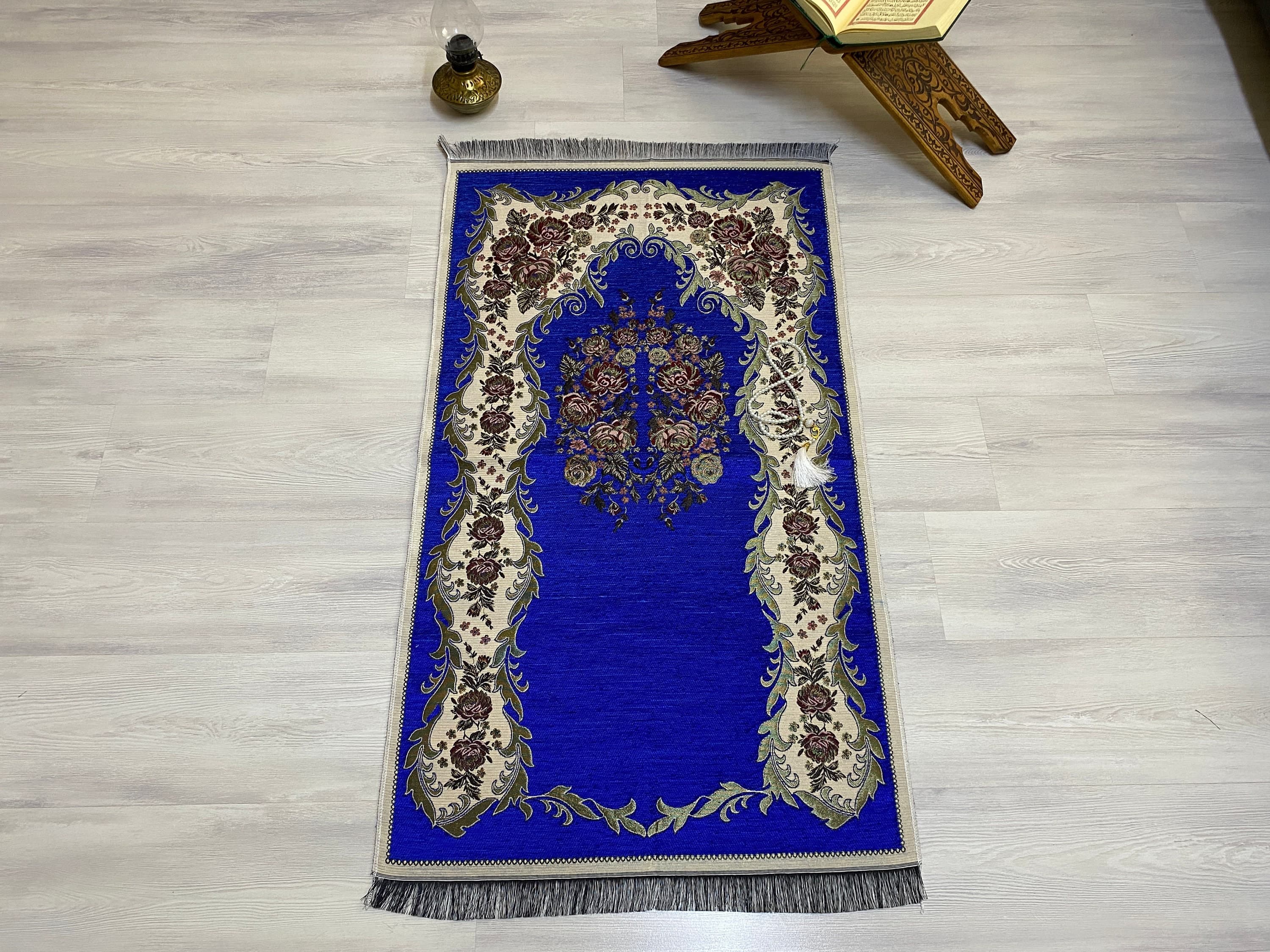 Blue Light Prayer Mat, Sejadah Prayer Mat with Tasbeeh,Muslim Wedding Gift, Prayer Rug, Muslim Janamaz, Islamic Gift, RNR529 - image 3