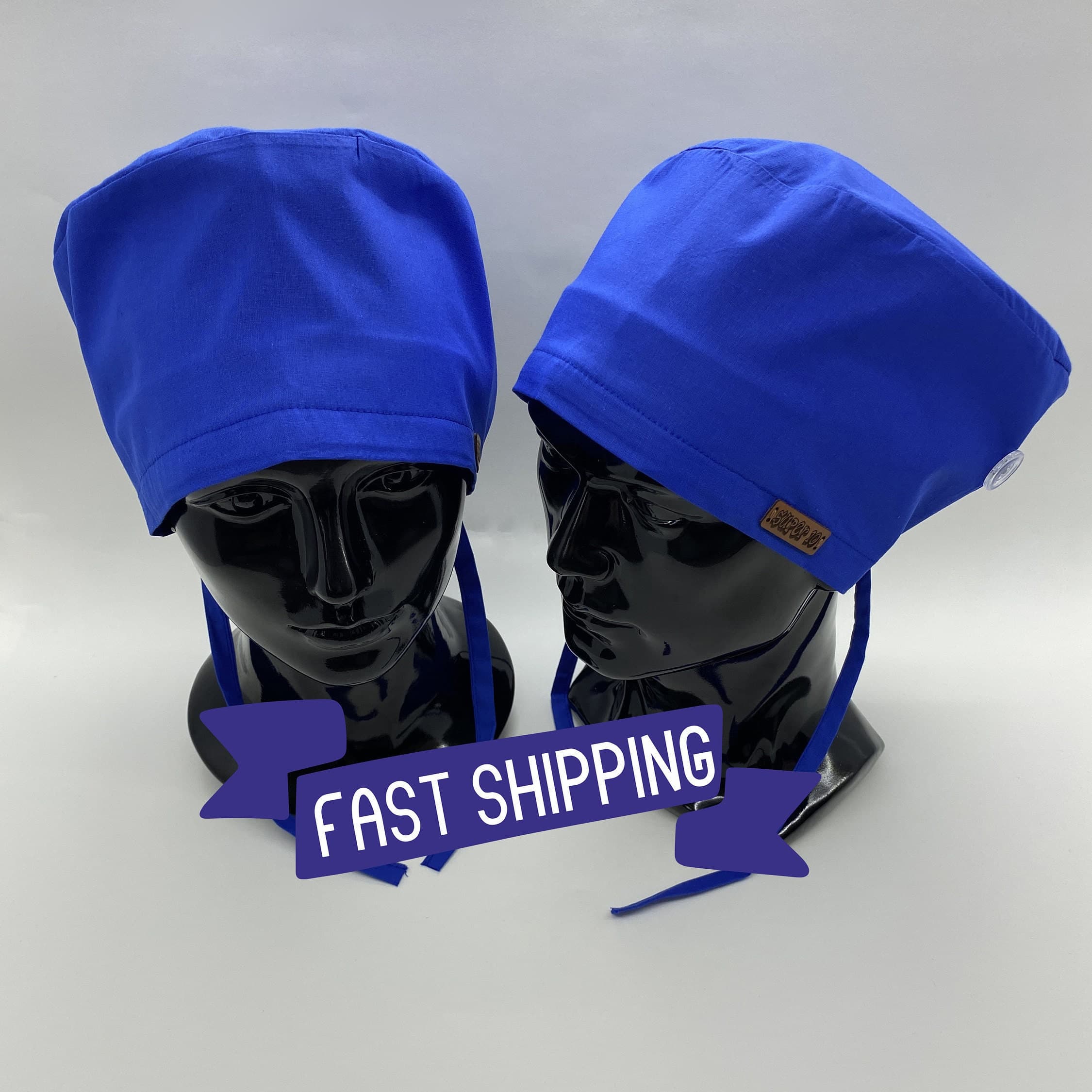 Blue Scrub Cap, Skull Blue Cap, Vet Cap, Nursing Cap, Ear Saver Cap, Ponytail Cap, Scrub Cap Sewing, Solid Surgical Cap, HAT189 - image 3