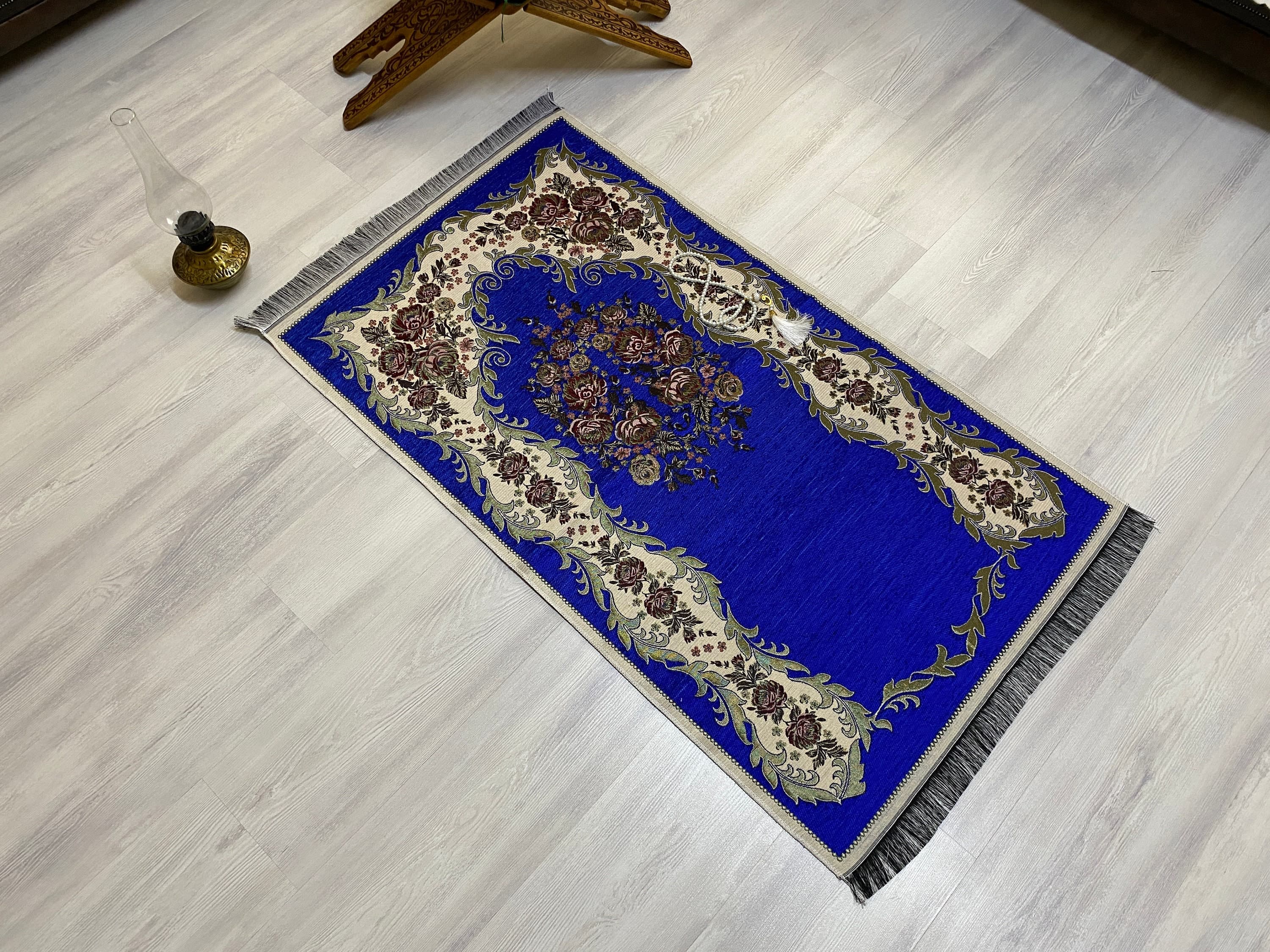 Blue Light Prayer Mat, Sejadah Prayer Mat with Tasbeeh,Muslim Wedding Gift, Prayer Rug, Muslim Janamaz, Islamic Gift, RNR529 - image 4