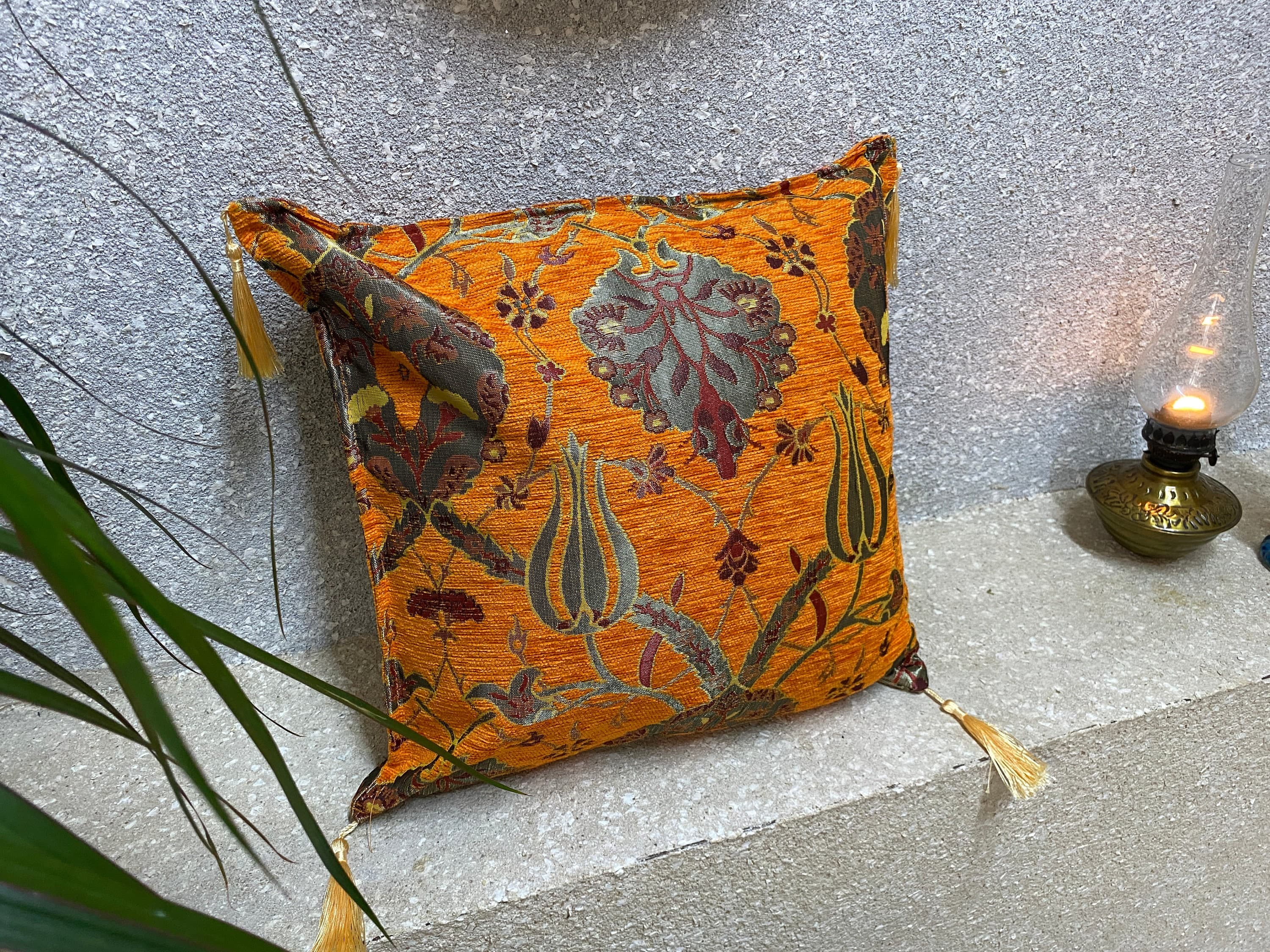 Orange 17" x 17" Bohemian Eclectic Home Décor, Oriental Cushion Covers, Turkish Cushion Cover, Ethnic Cushions, 44x44 Cushion Covers, CSH103 - image 2