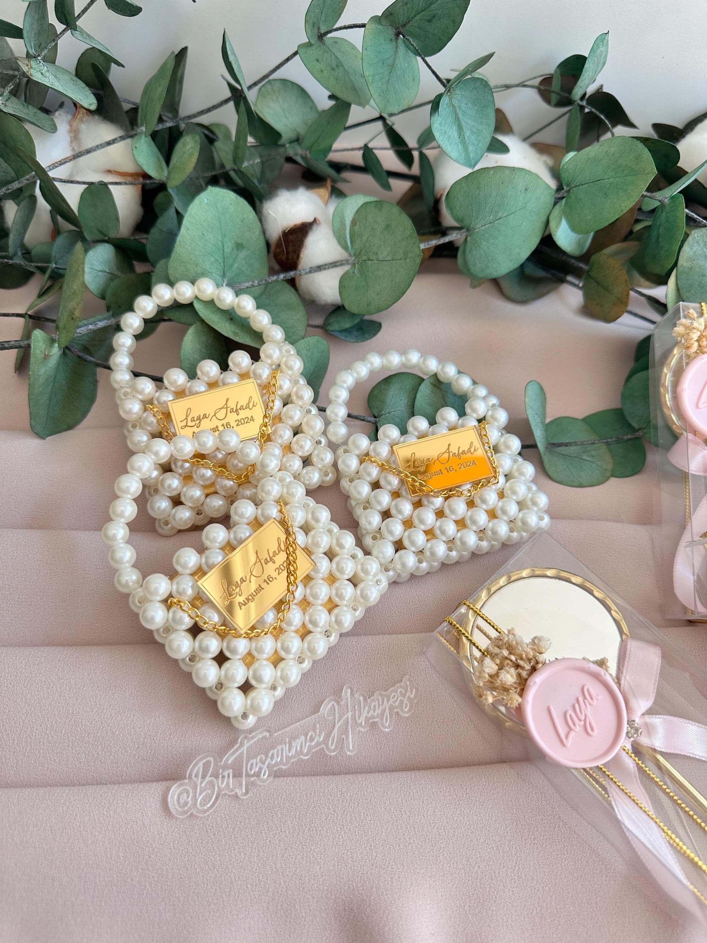 Mini Pearl Bag: Personalized Wedding Favor, Bridal Shower Gift