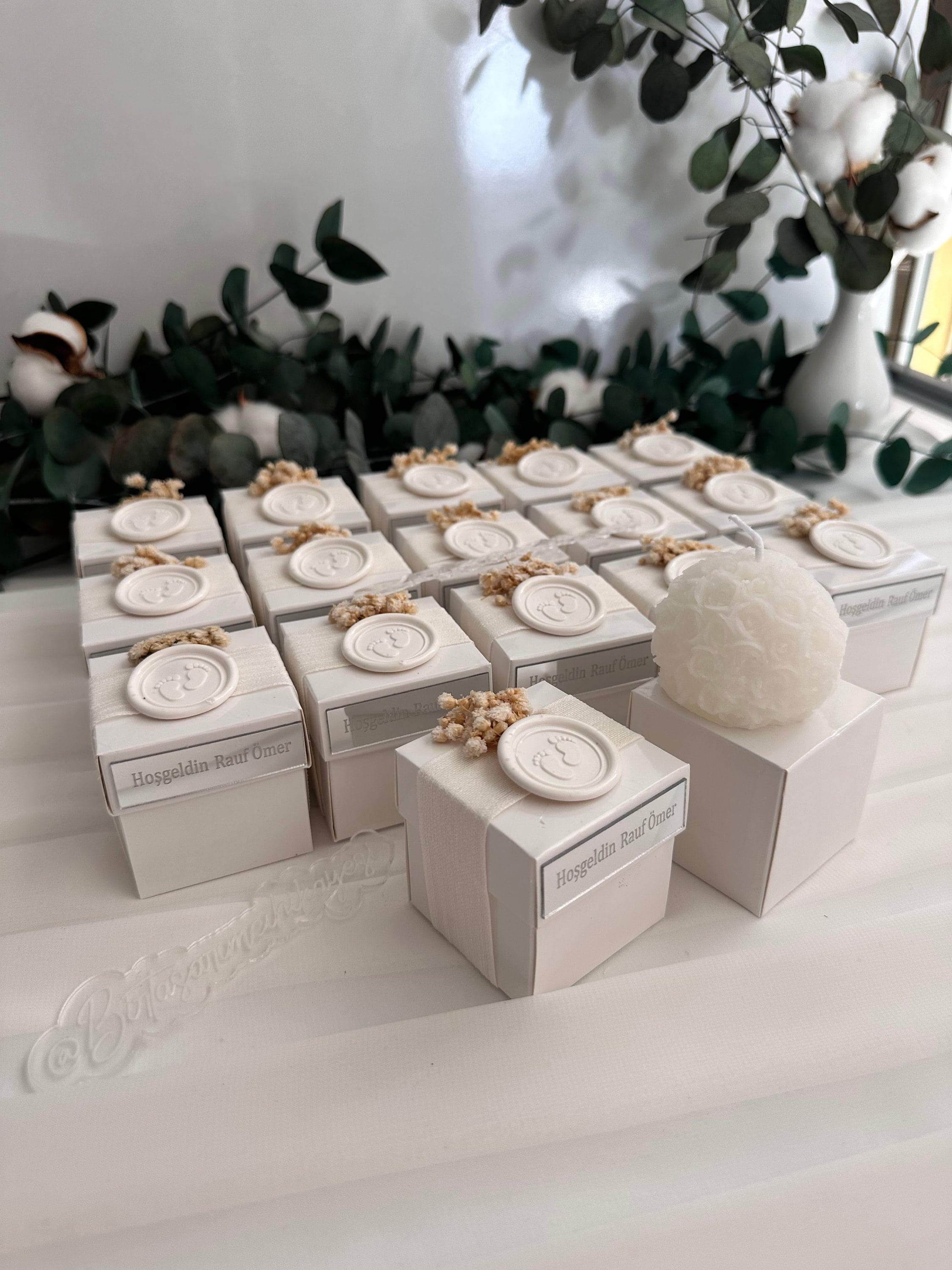 Personalized Globe Candle Favors: Baby Shower, Christening Gift