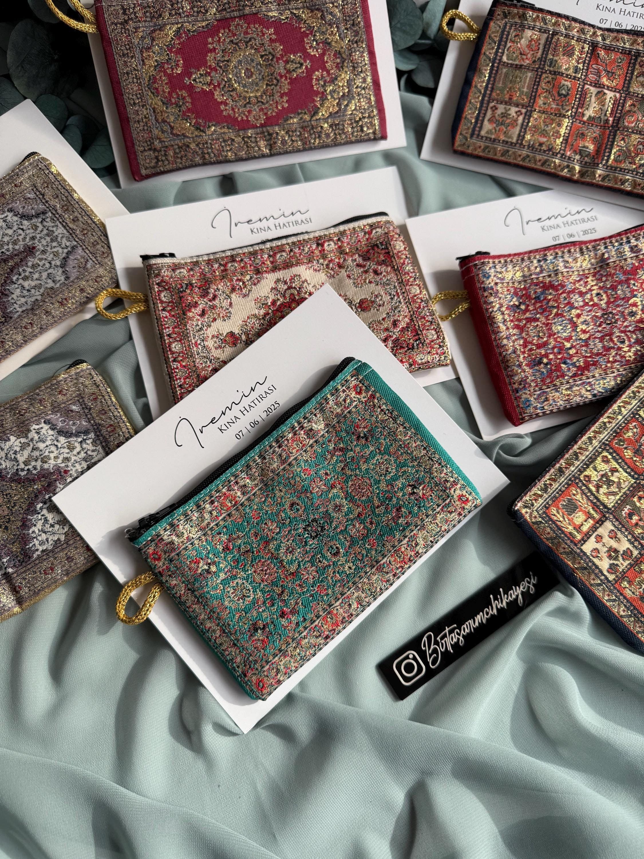 Henna Party Favor: Ethnic Patterned Mini Wallet on Personalized Card