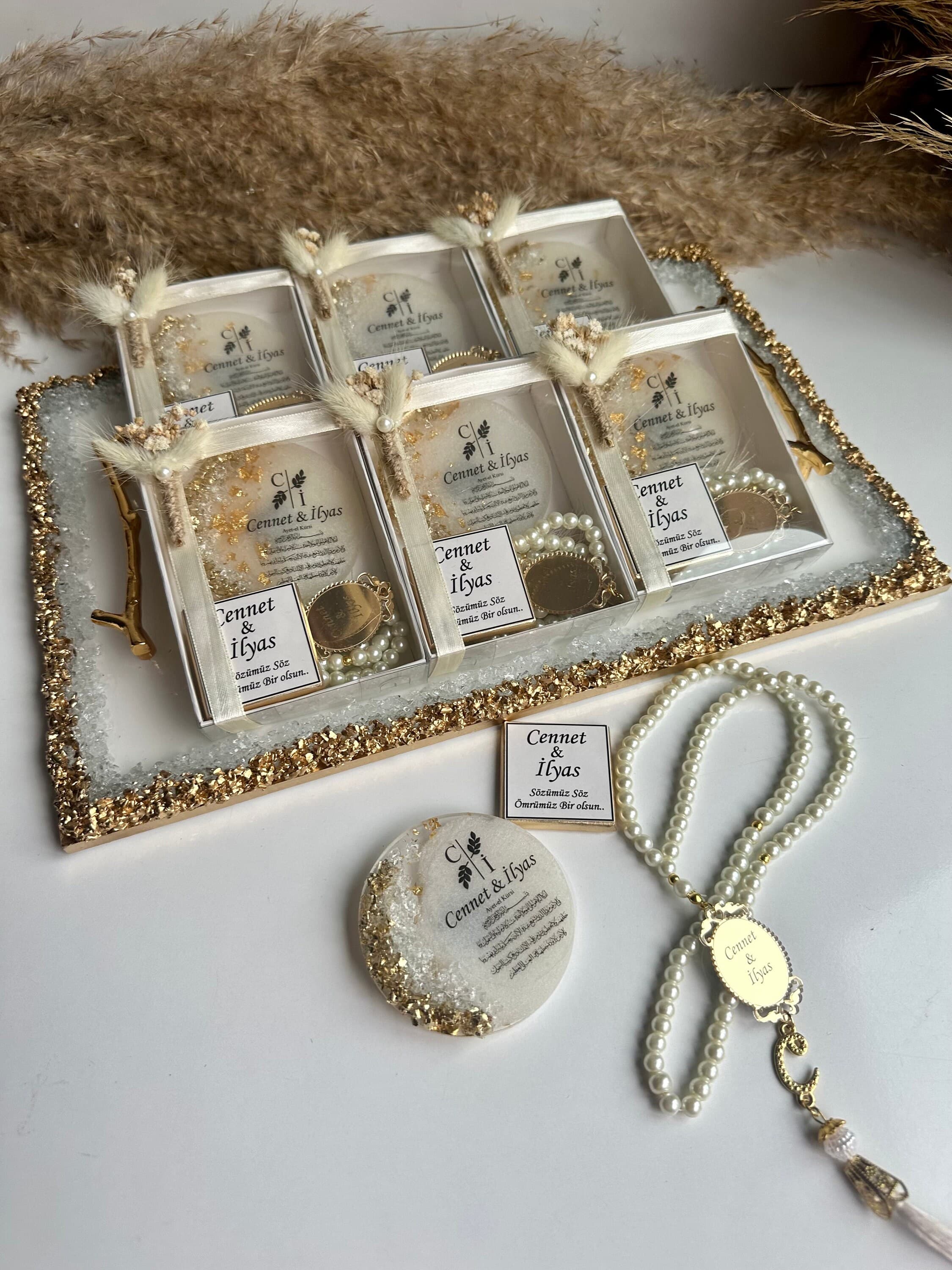 Personalized Islamic Gift Set: Pearl Rosary, Magnet Souvenir, Gift Box - image 3