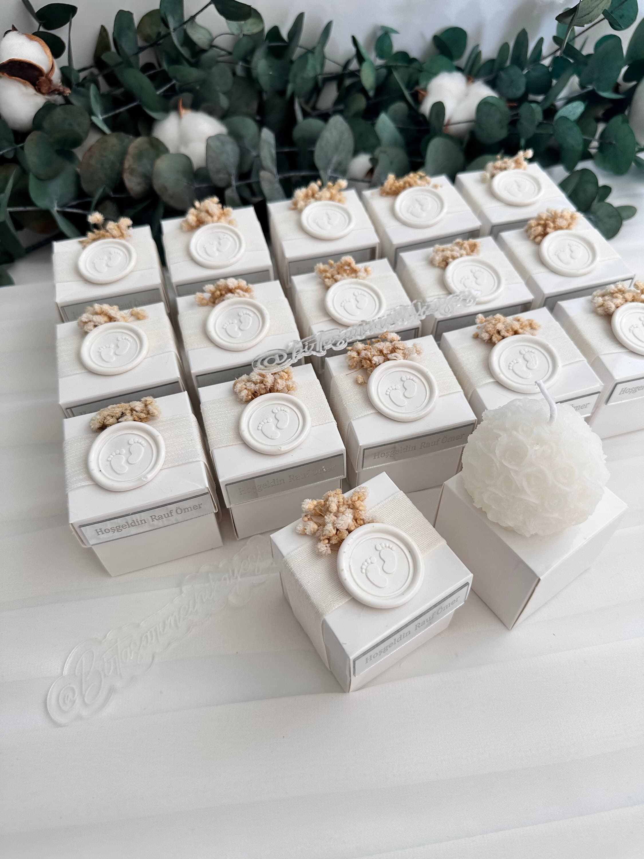 Personalized Globe Candle Favors: Baby Shower, Christening Gift - image 3