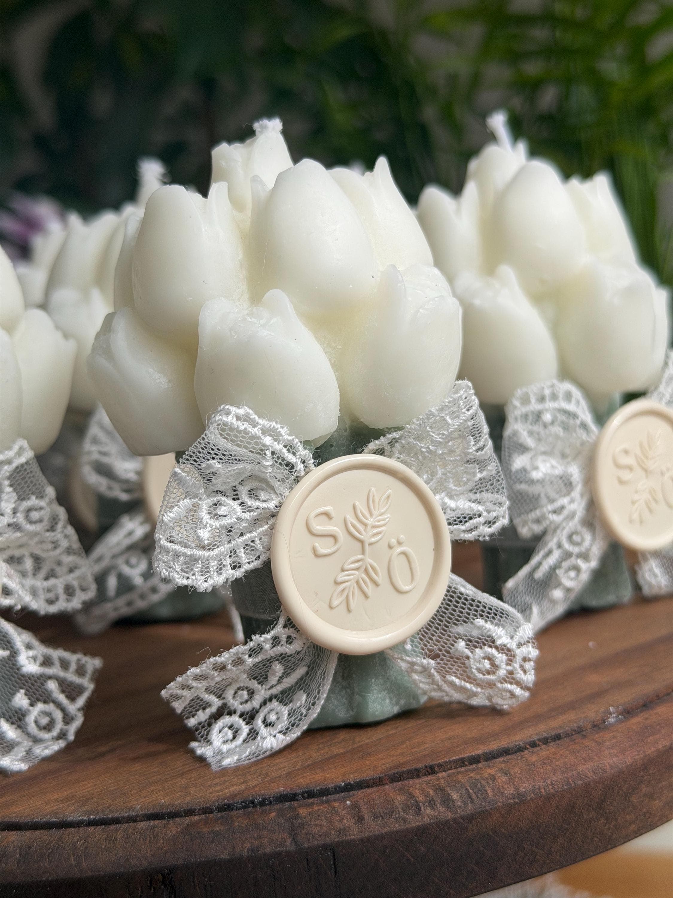 Personalized Tulip Bouquet Candle Favors: Wedding favor, Bridal party - image 3