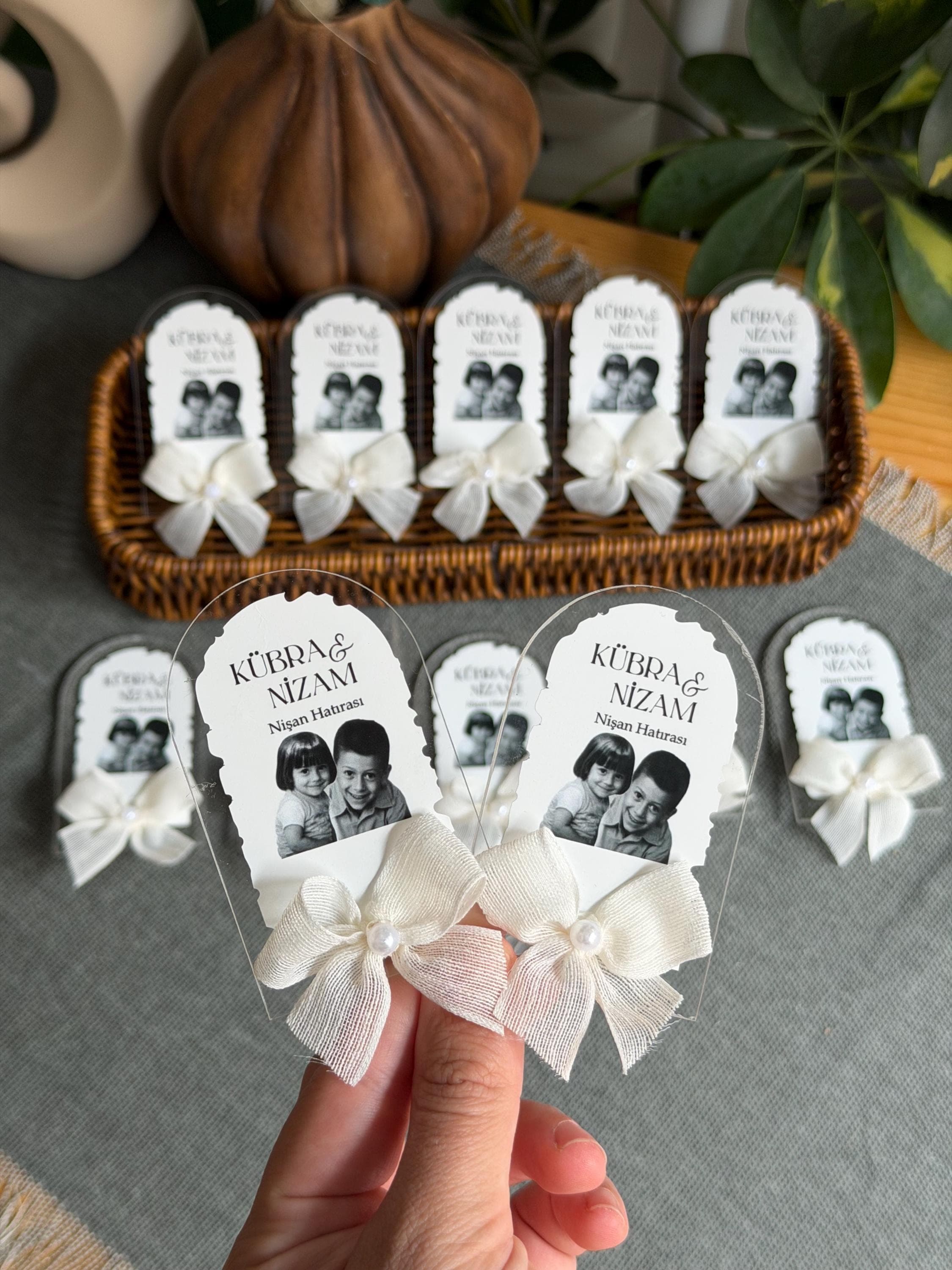 Childhood Photo Engagement Magnet: Personalized Wedding Favor