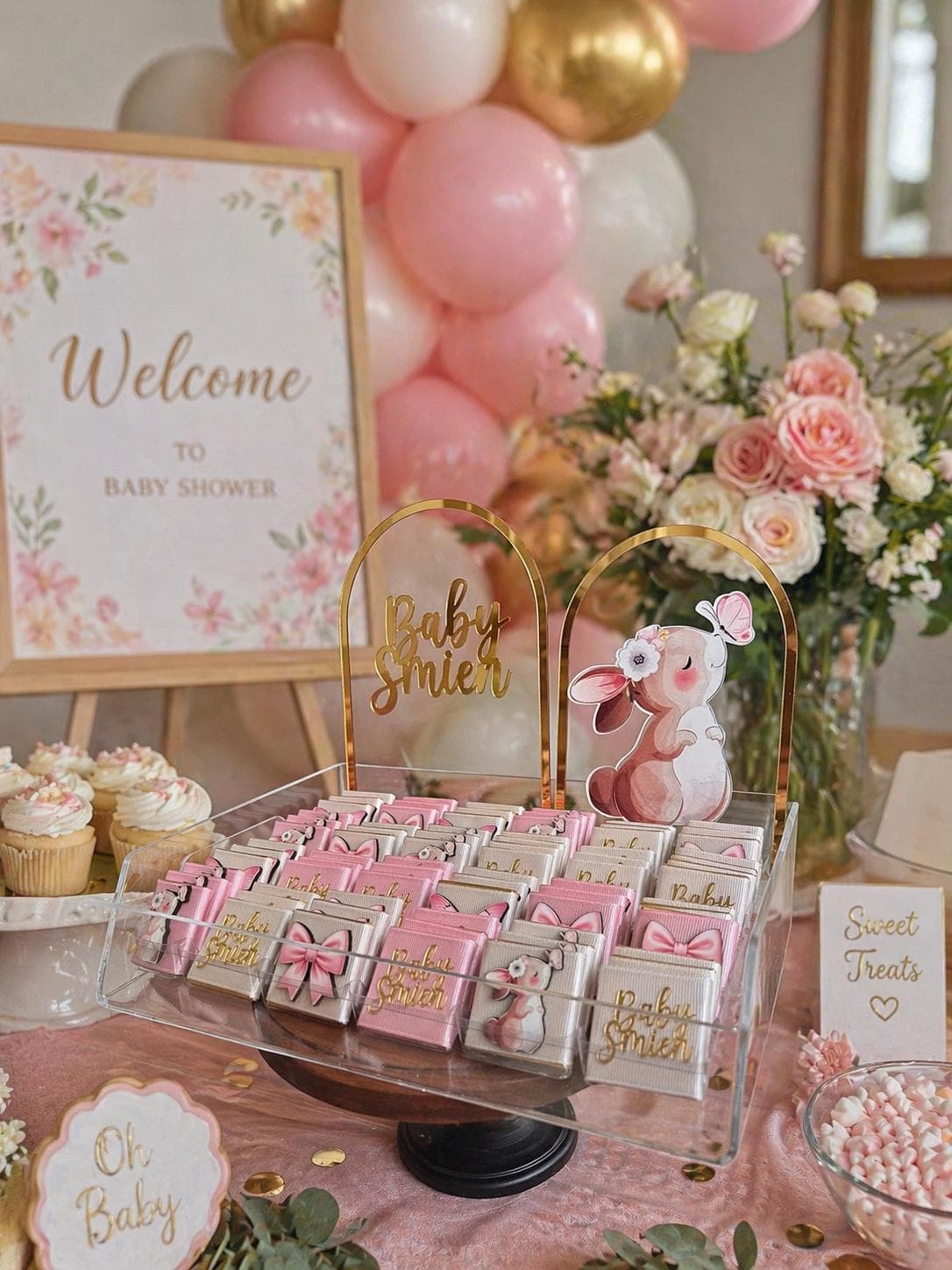 Personalized baby girl chocolates; Welcome baby party favors