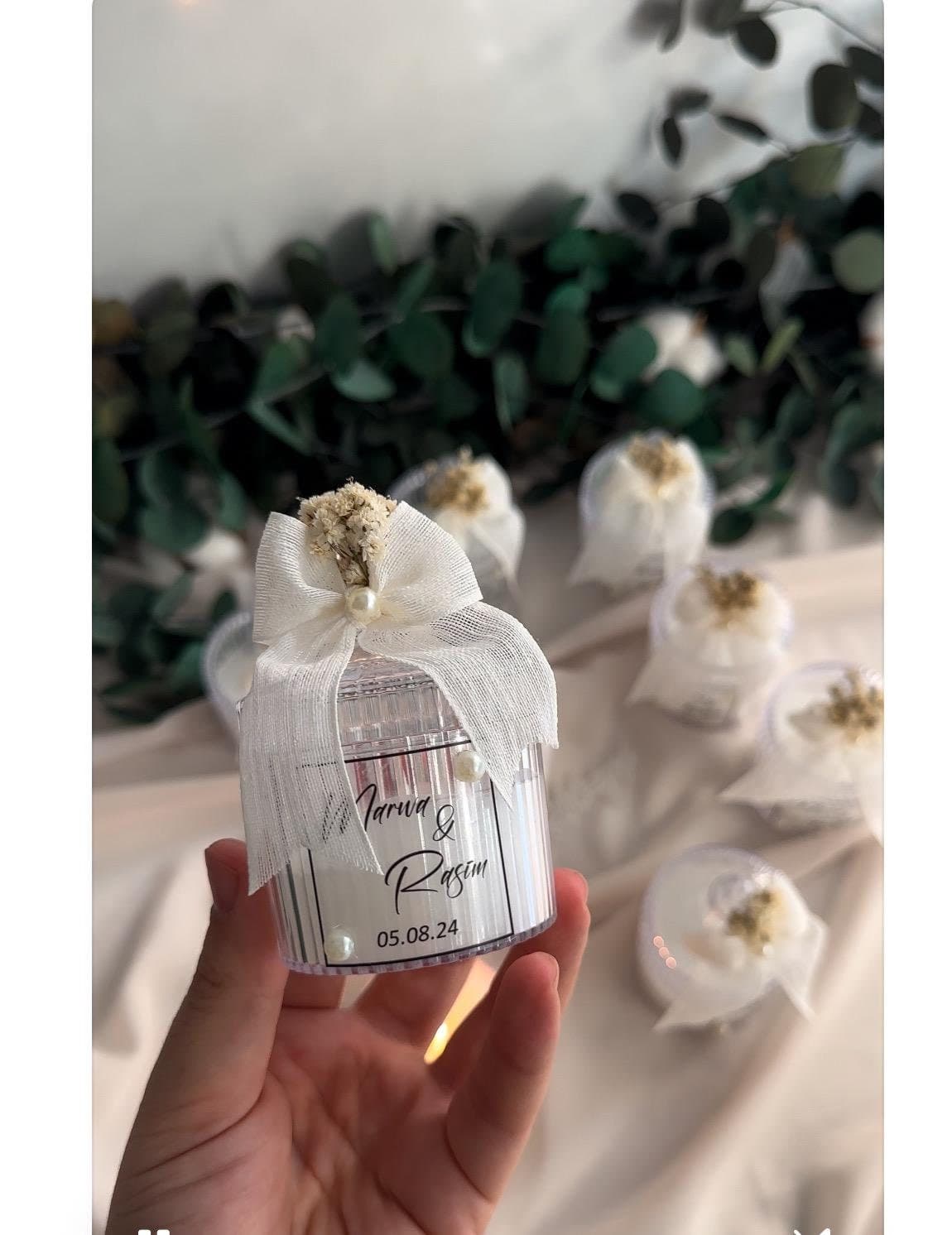 Personalized Wedding Candle: Floral Engagement Gift, Custom Favor