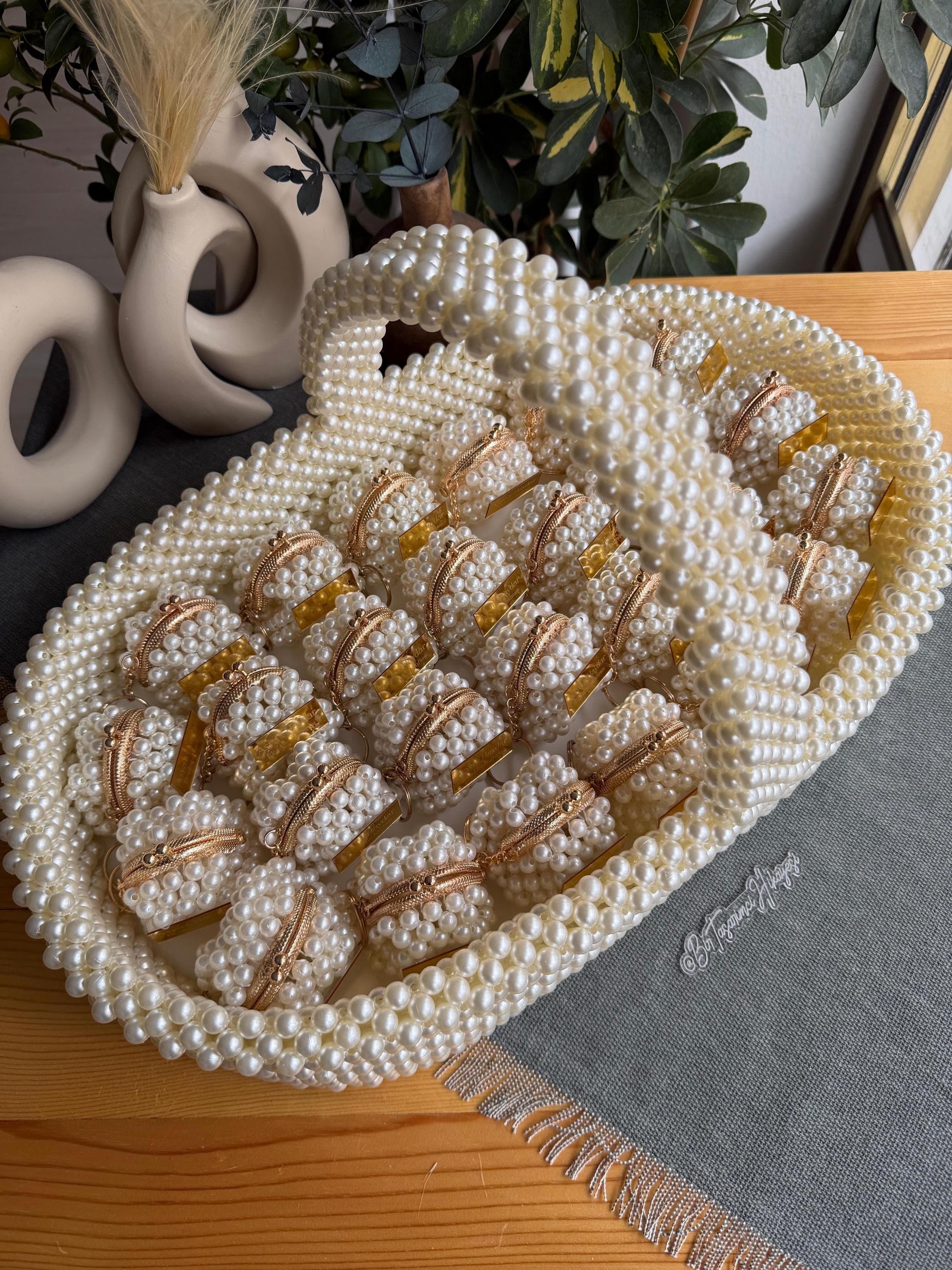 Pearl Beaded Favor Bags: Luxury Bridal Shower, Wedding Favors, Personalized mini bag