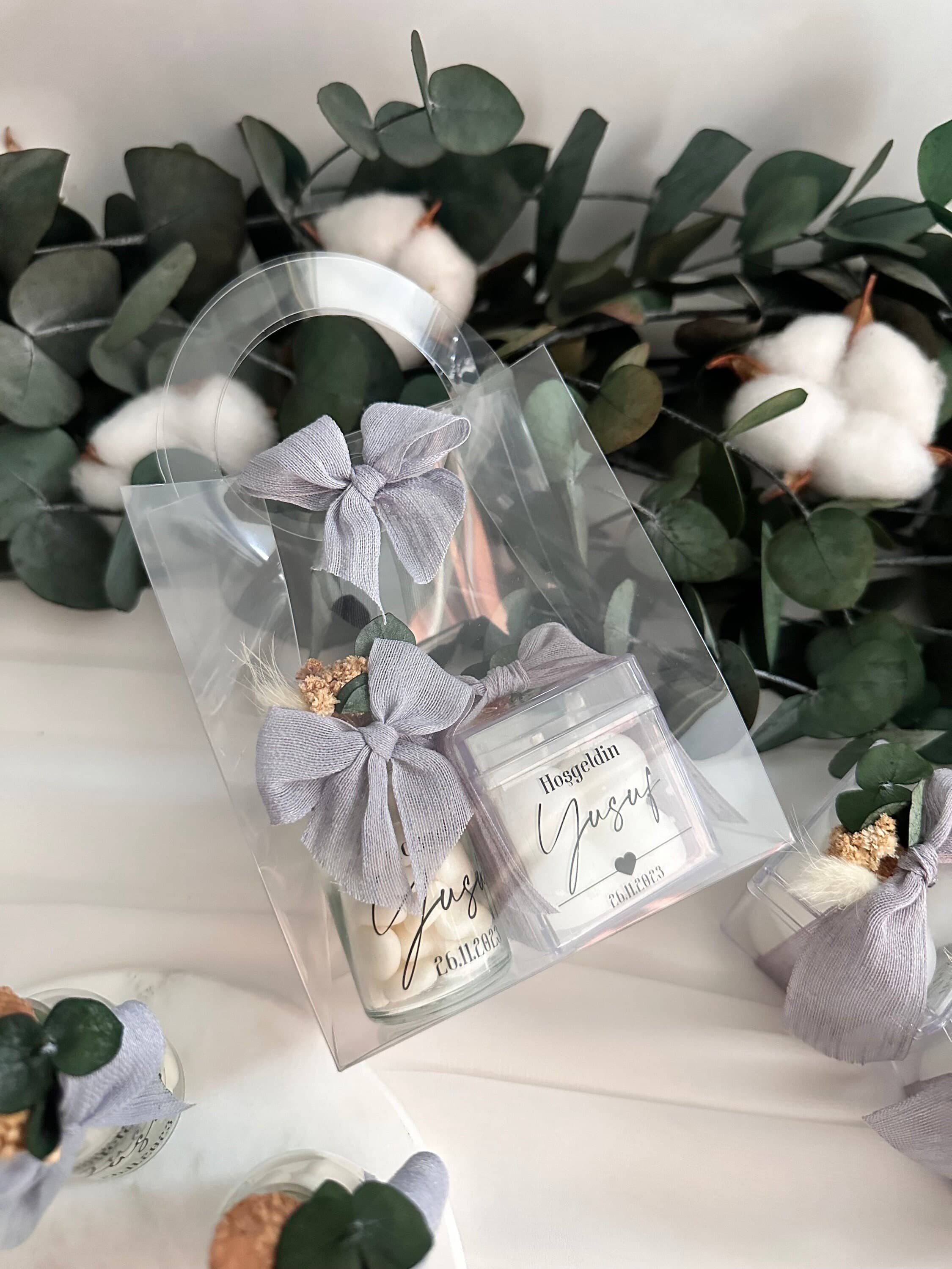 Personalized Wedding Favor: Bubble Candle & Candy Gift Bag