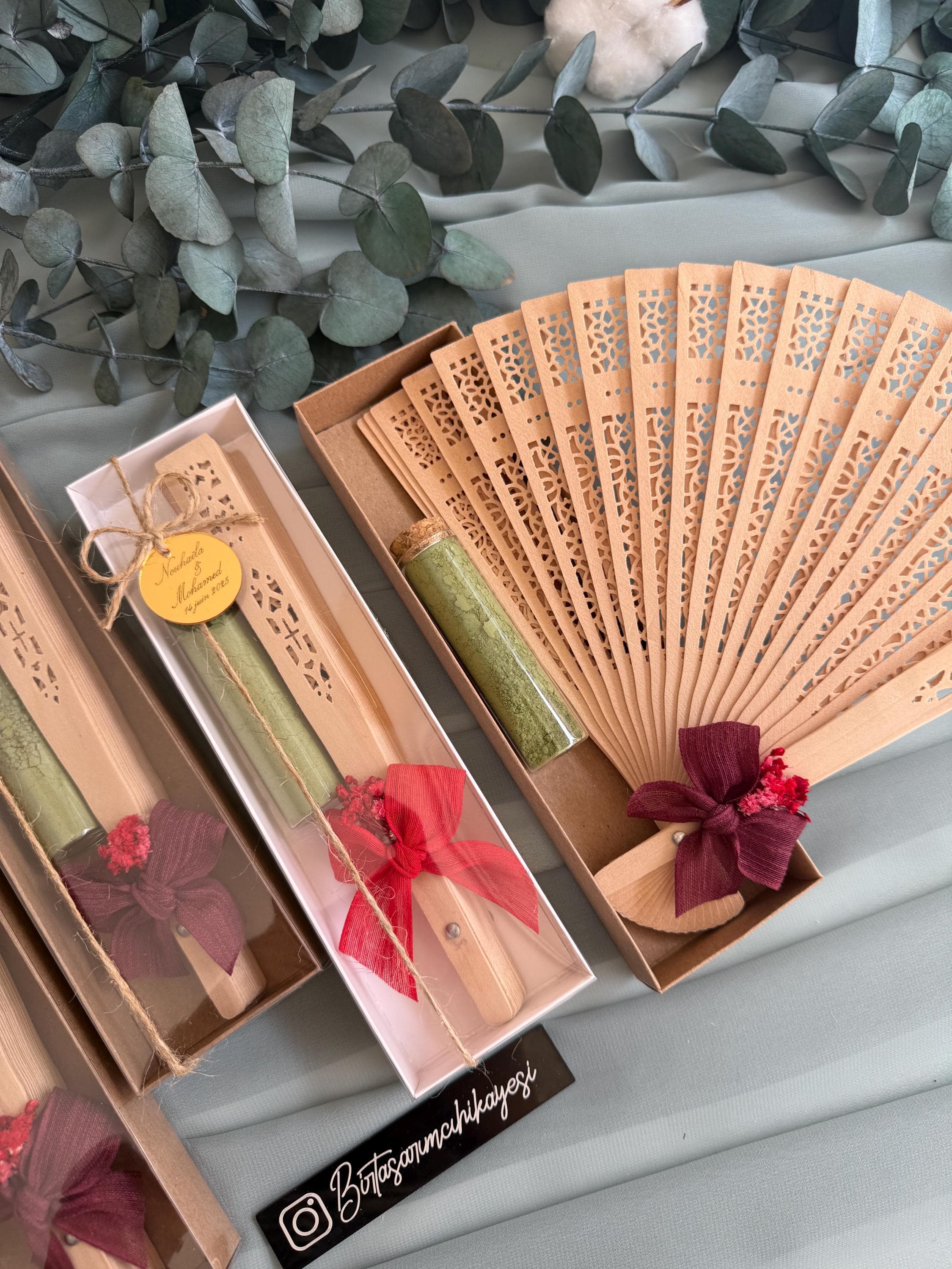 Henna Bottle & Fan Gift Set: Bridal Shower, Wedding Favors