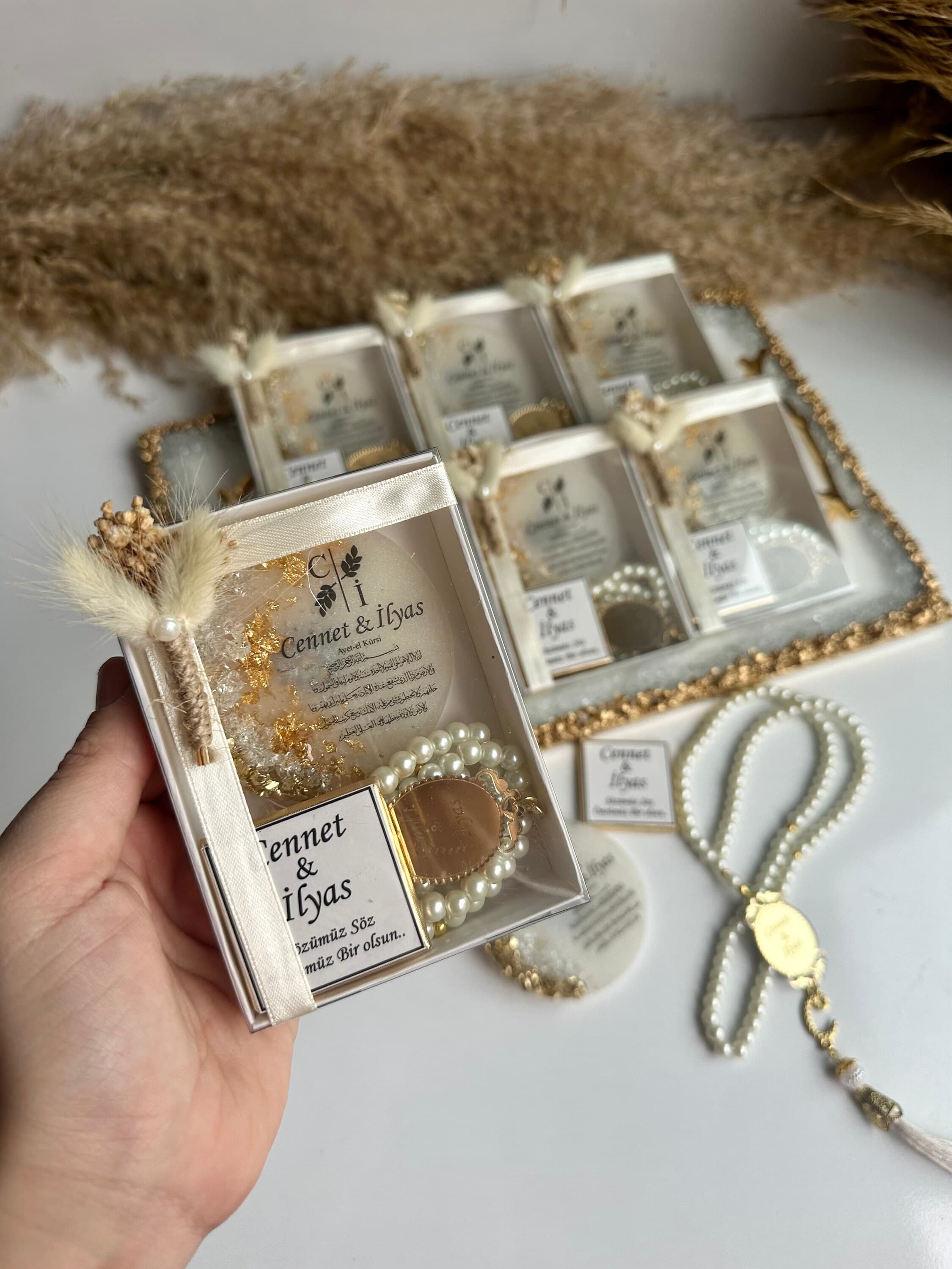 Personalized Islamic Gift Set: Pearl Rosary, Magnet Souvenir, Gift Box - image 5