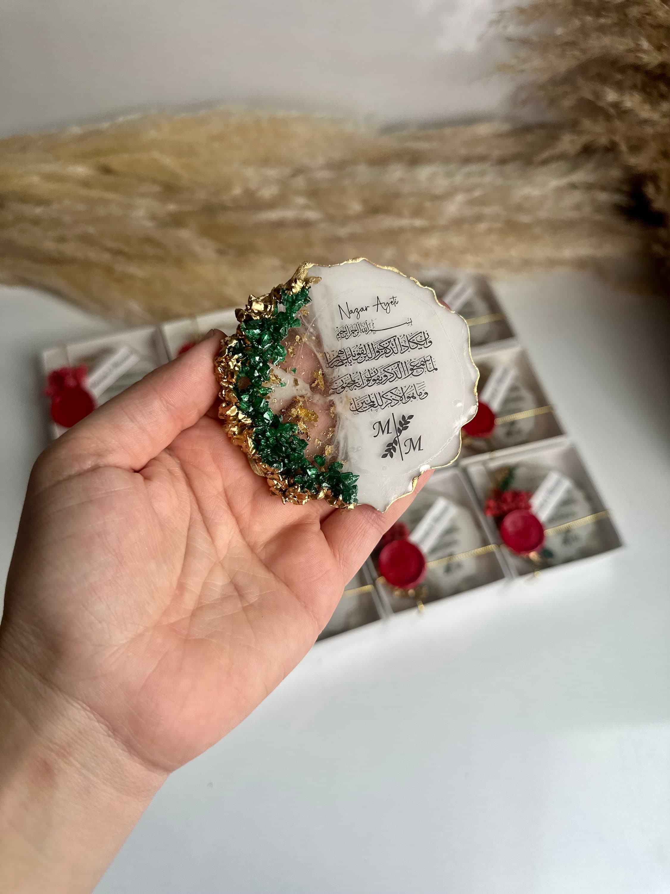 Personalized Wedding Favor Magnet: Epoxy Resin, Natural Stone, Bulk Bridal Shower Gift - image 4