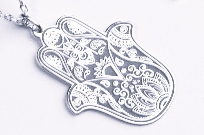 Hamsa Mandala Pendant Necklace: 24K Gold Plated Sterling Silver Amulet - image 5