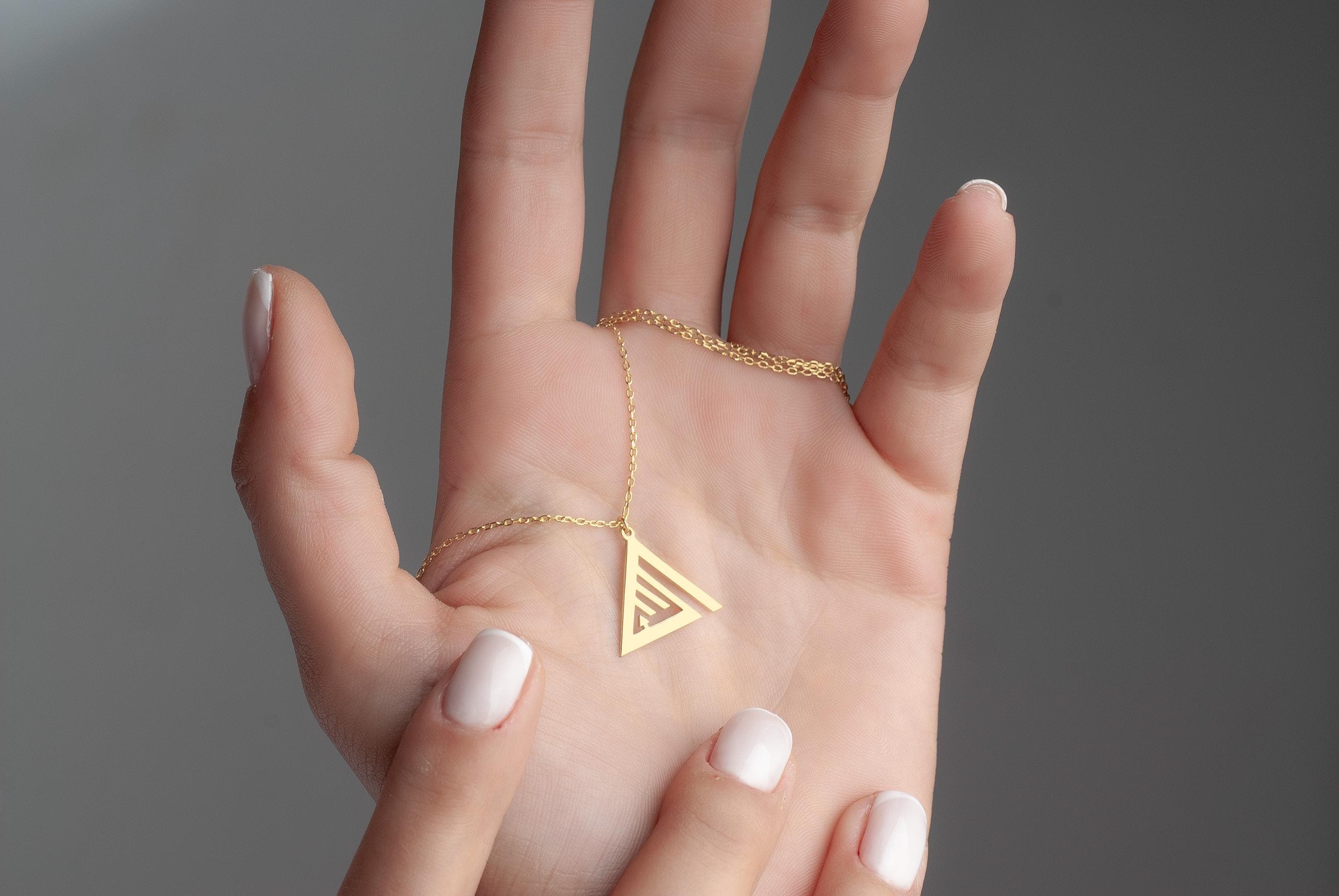 Allah Necklace: Sterling Silver Islamic Triangle Pendant, Ramadan Gift - image 3