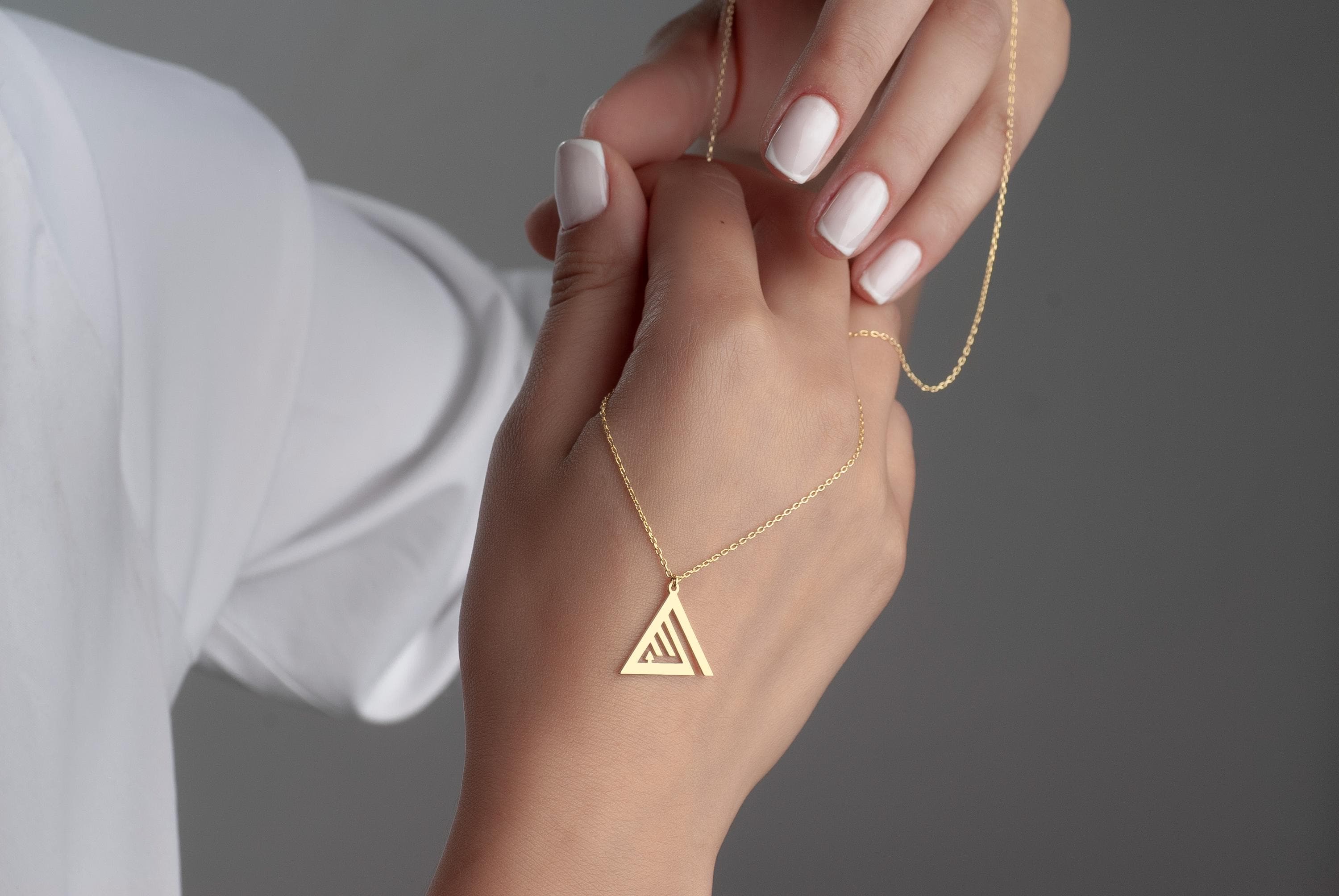 Allah Necklace: Sterling Silver Islamic Triangle Pendant, Ramadan Gift - image 5