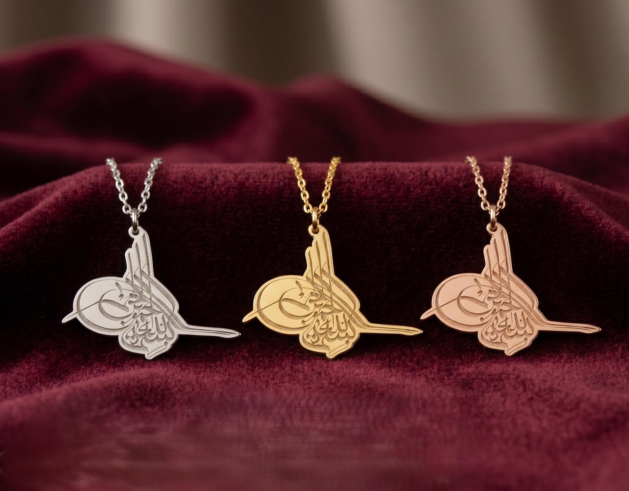 Tughra Basmala Sterling Silver Necklace: Ottoman Gold Pendant - image 5
