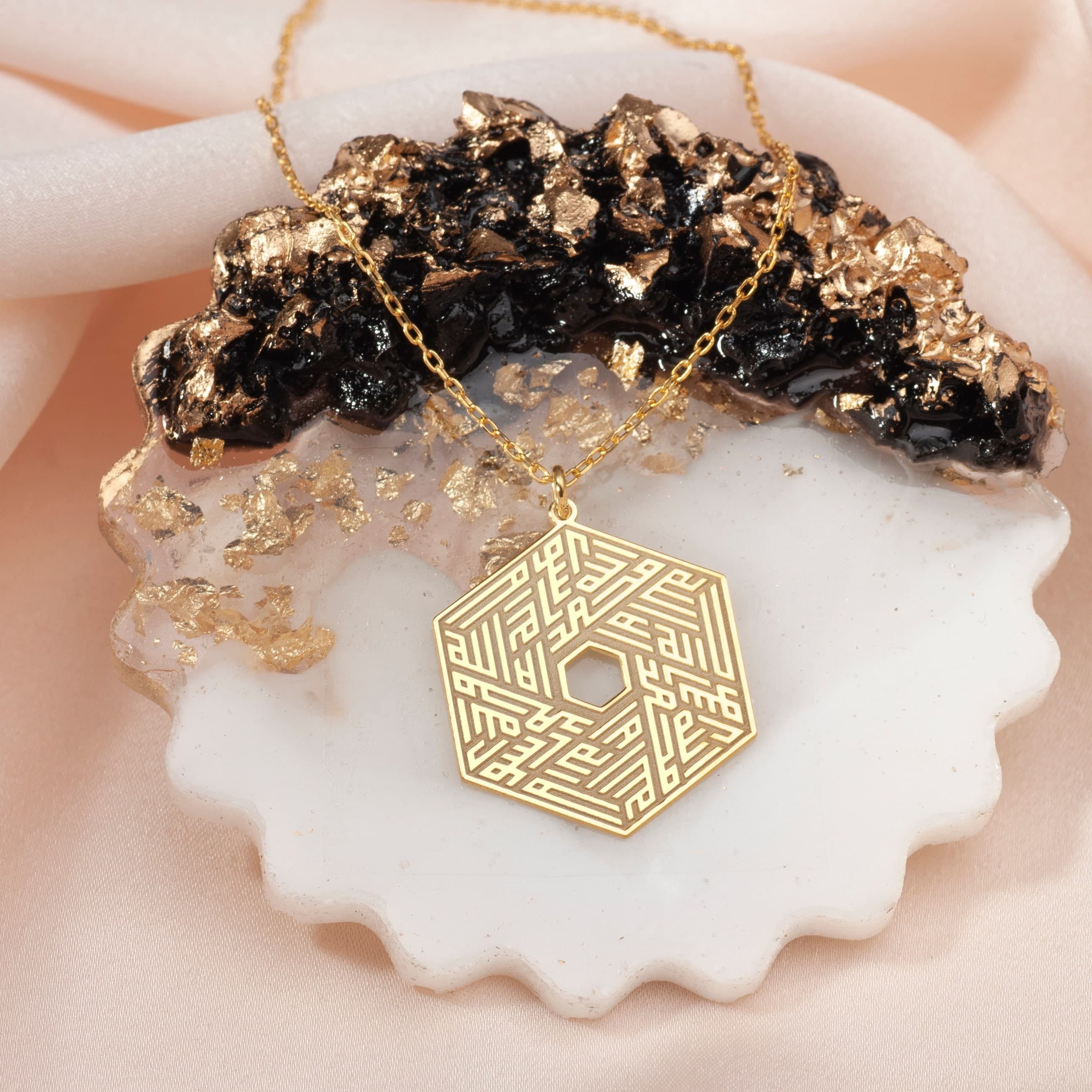 24K Gold Basmala Necklace: Sterling Silver Islamic Kufic Jewelry - image 5