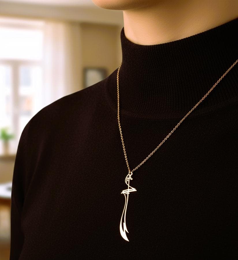 Sterling Silver Zulfiqar Necklace: Gold Plated Handmade Islamic Ali Sword Pendant - image 3