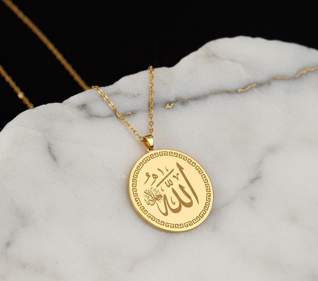 Allah Necklace 925 Sterling Silver Gold Plated Arabic Calligraphy Jewelry Islamic Gift for Her