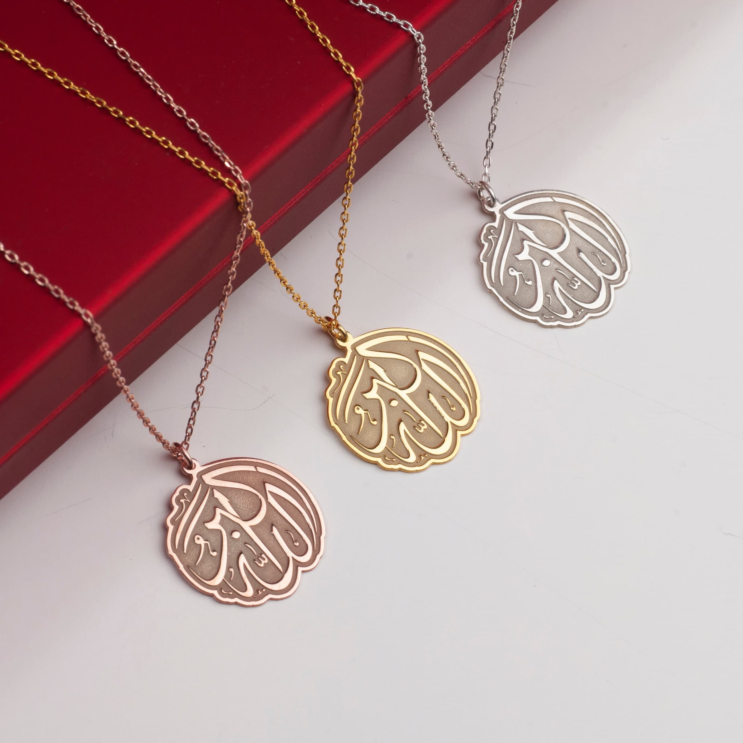 Allahu Akbar Necklace: 24K Gold Arabic Pendant, Sterling Silver Islamic Art - image 3