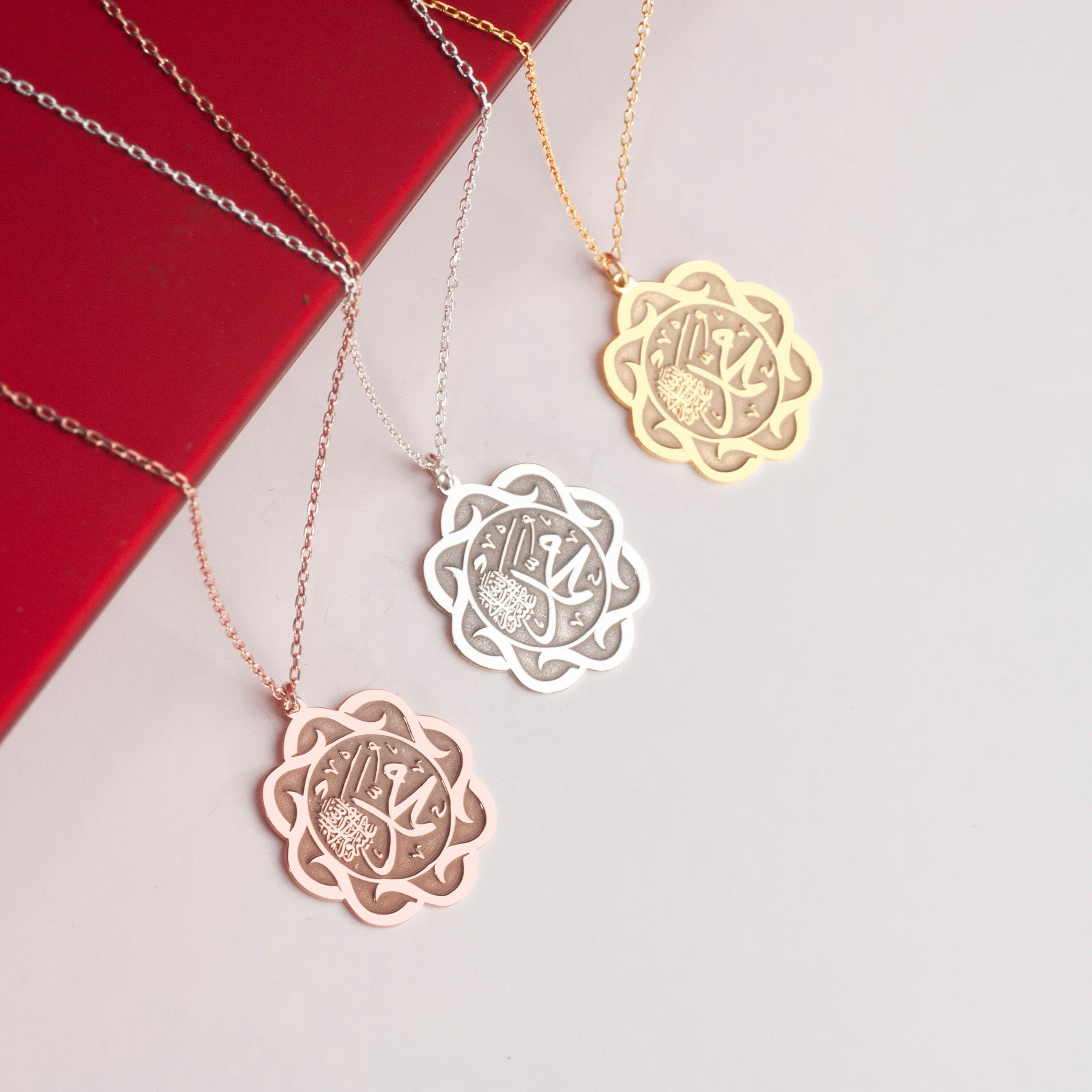 Mohammed Islamic Sterling Silver Pendant: 24K Gold Rose Plated Necklace - image 3