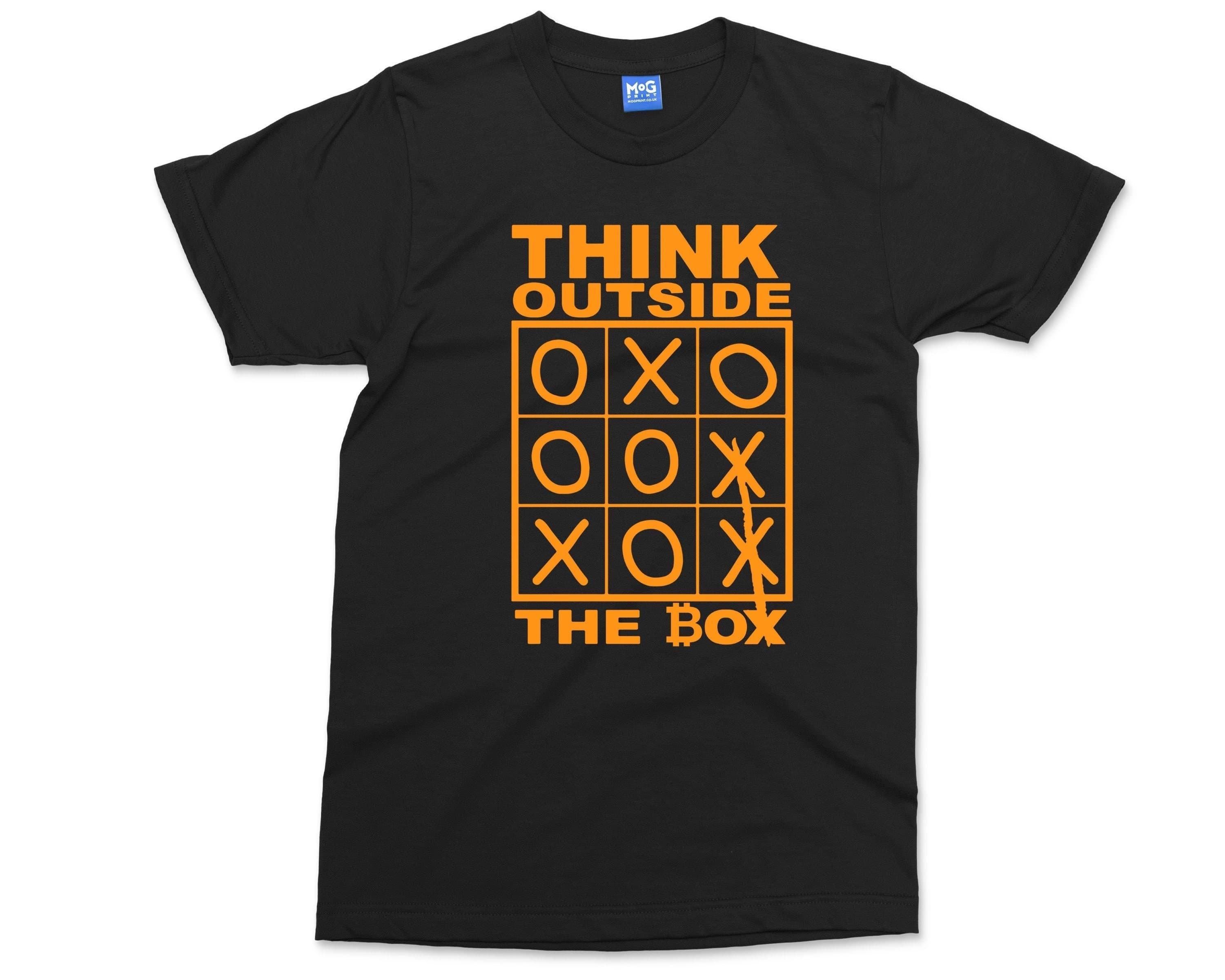 Think Outside the Box T-Shirt, Fun Nerdy Clever Wisdom Innovation Quote Entrepreneur Innovate Novelty Problem Solving Innovator Business Tee