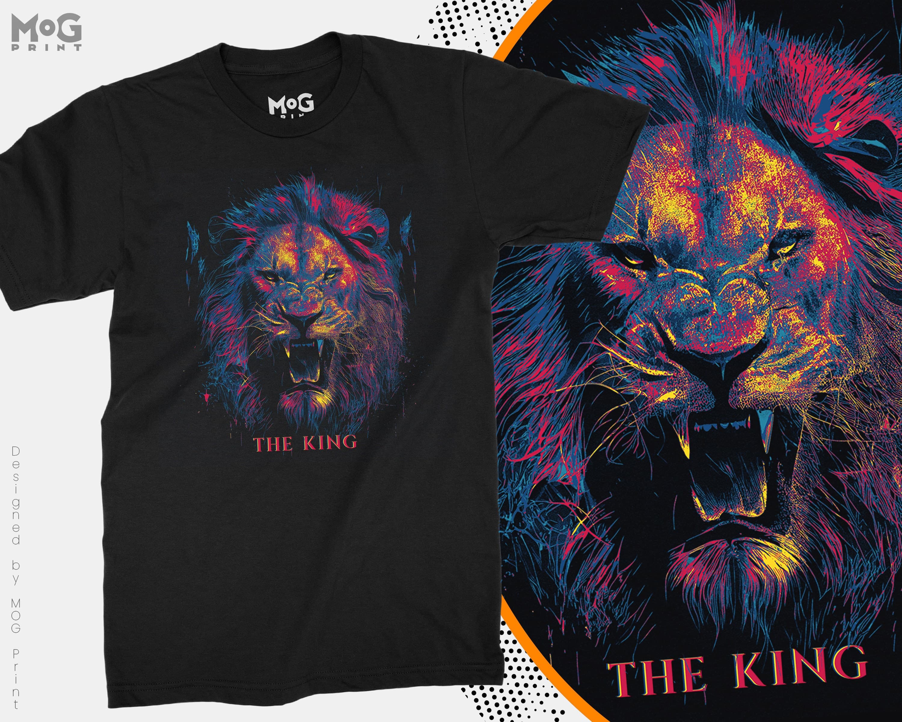 Roaring Lion Printed T-shirt, King of Jungle Graphic Tee Men Women, Gift Nature Animal Alpha Lion Lover, Birthday Present Shirt for Him/Her