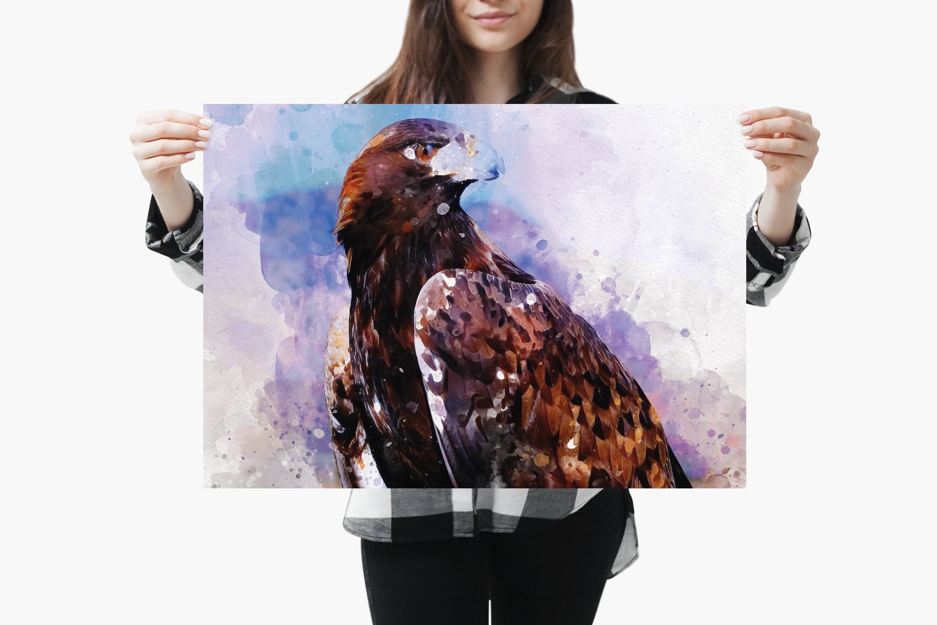 Watercolour Eagle Poster Styled Large Falcon Wall Art Poster Perfect Gift Home Decor | Premium Quality | Animal Poster Print From A4 - A0