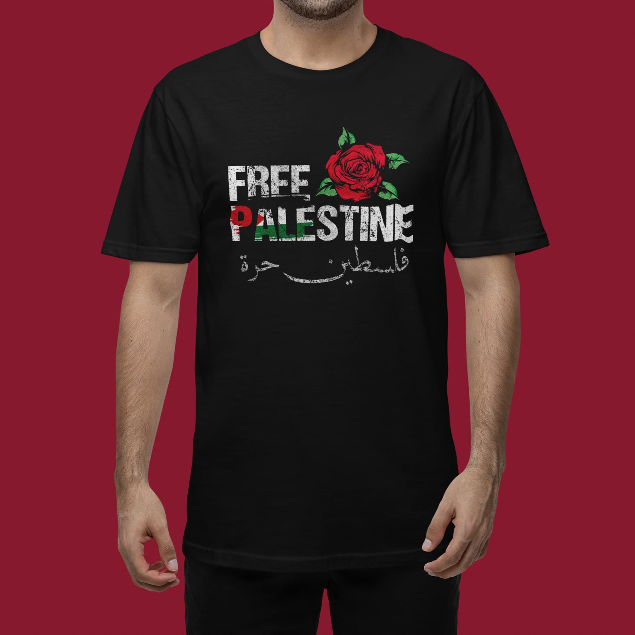 Free Palestine Peaceful Protest T-shirt | Stop War Stand With Palestinians Human Rights Graphic Rose Tee For Men Women | Save Palestine Top - image 3