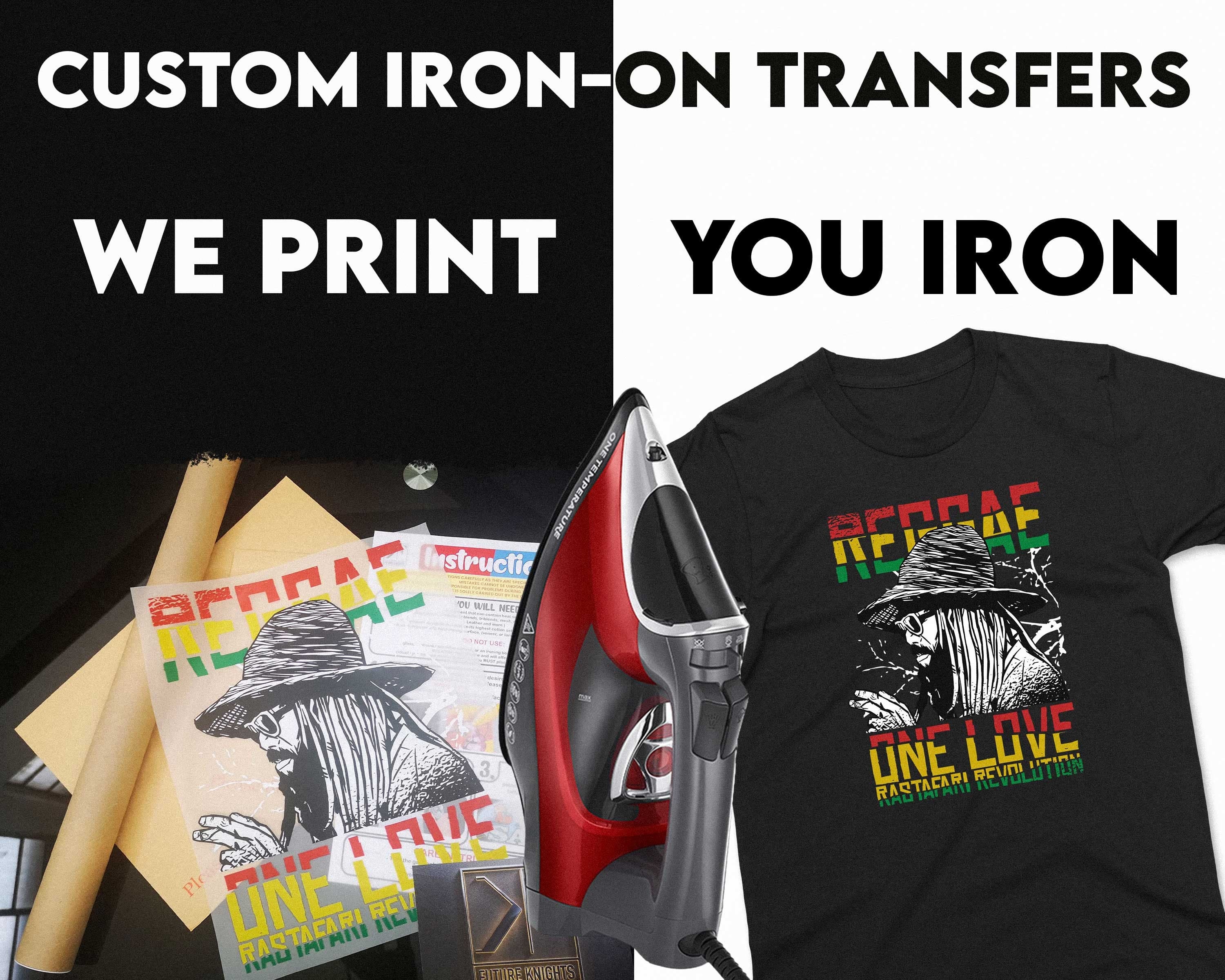 Custom Iron On Full Colour Vinyl transfers T-shirt Printing Ready To Print Personalised Text Name Logo Photo, Bulk Vinyl Transfer Any Colour