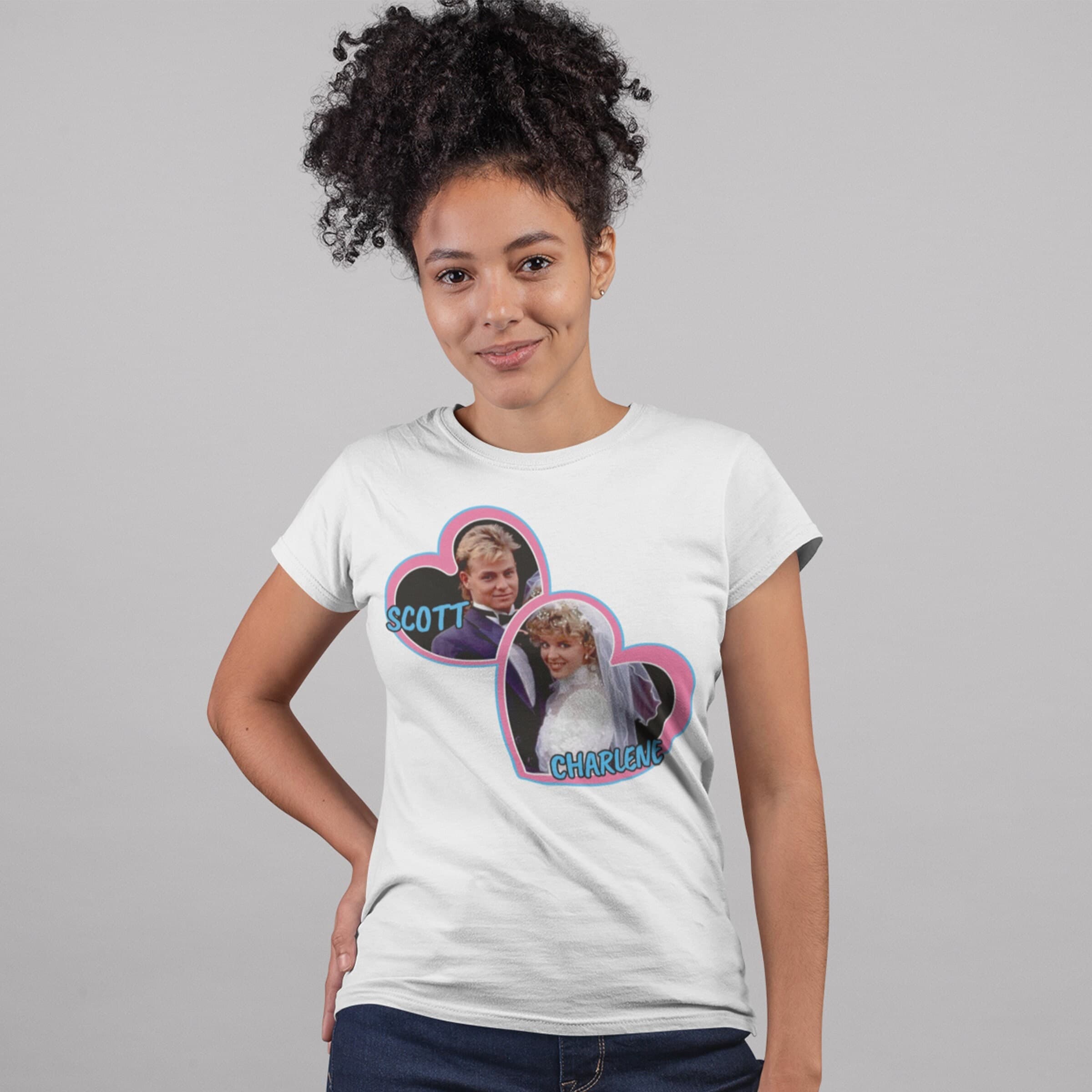 Scott and Charlene Wedding T-shirt | Funny Neighbours Inspired | Retro Vintage Rock Band 80's 90's Gift Shirt | Men Women Ladies Tee Top