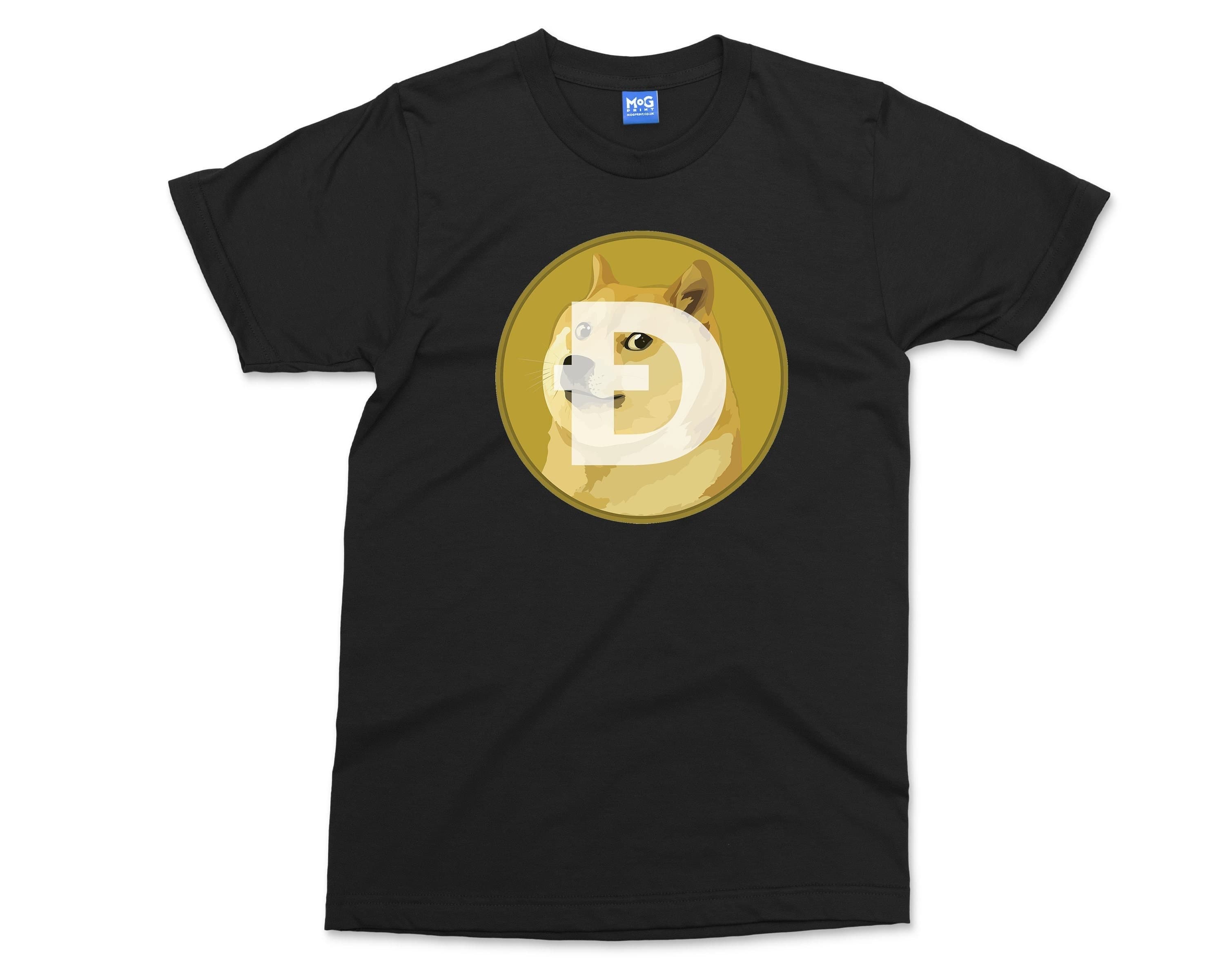 Dogecoin Logo T-shirt | Cryptocurrency Meme Coin | Funny Dog Crypto Currency Gift for Traders Investors | Bitcoin HODL To The Moon Shirt