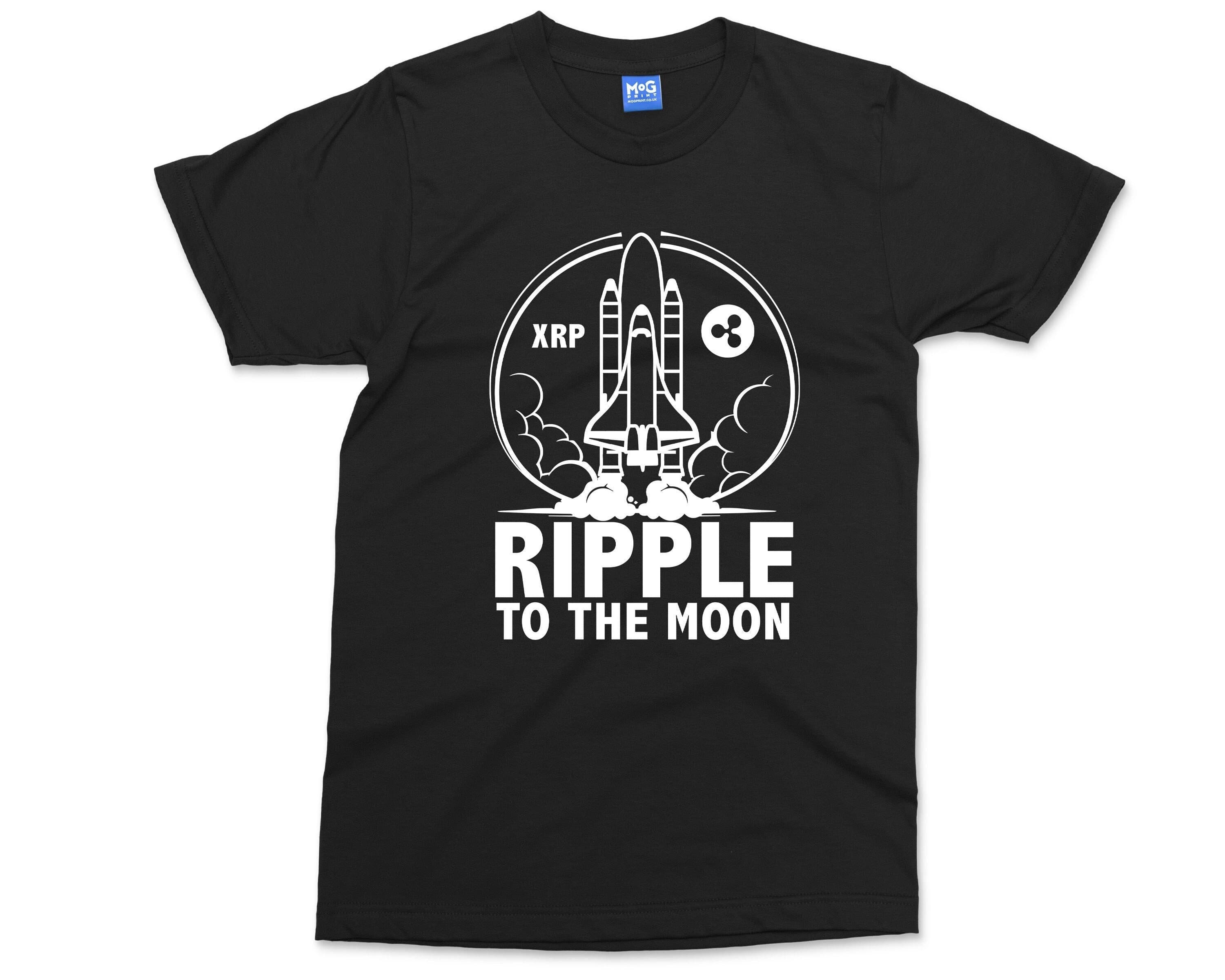 Ripple to the Moon Logo T-shirt XRP Cryptocurrency Digital Payment Protocol Traders Investors Trading Trade Gift Tee
