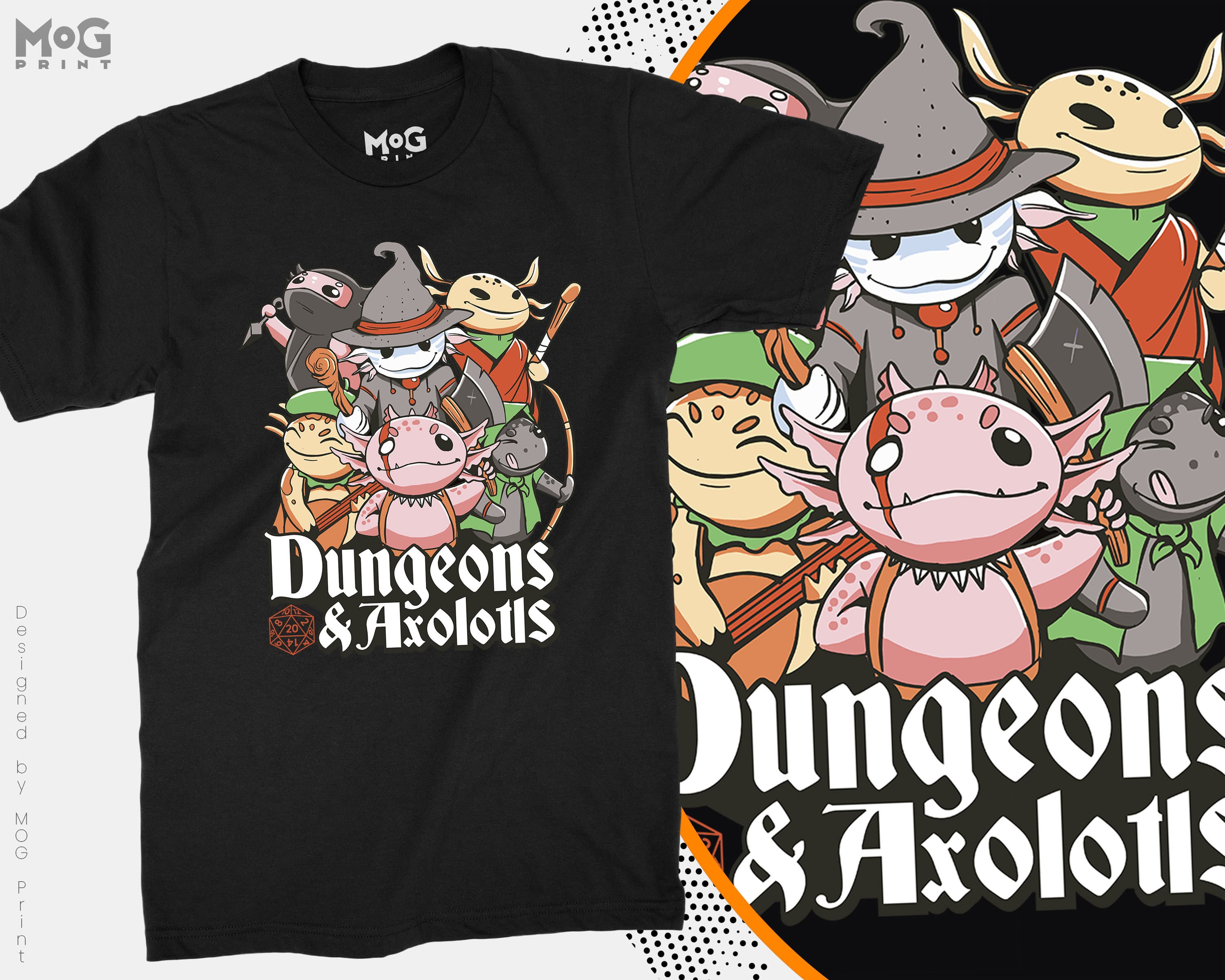 Dungeons and Axolotls T-Shirt, Dragons Dungeon Master Shirt, Funny RPG Tee for Men and Women, DND Parody Dice Gaming Geek Boyfriend Gift - image 3