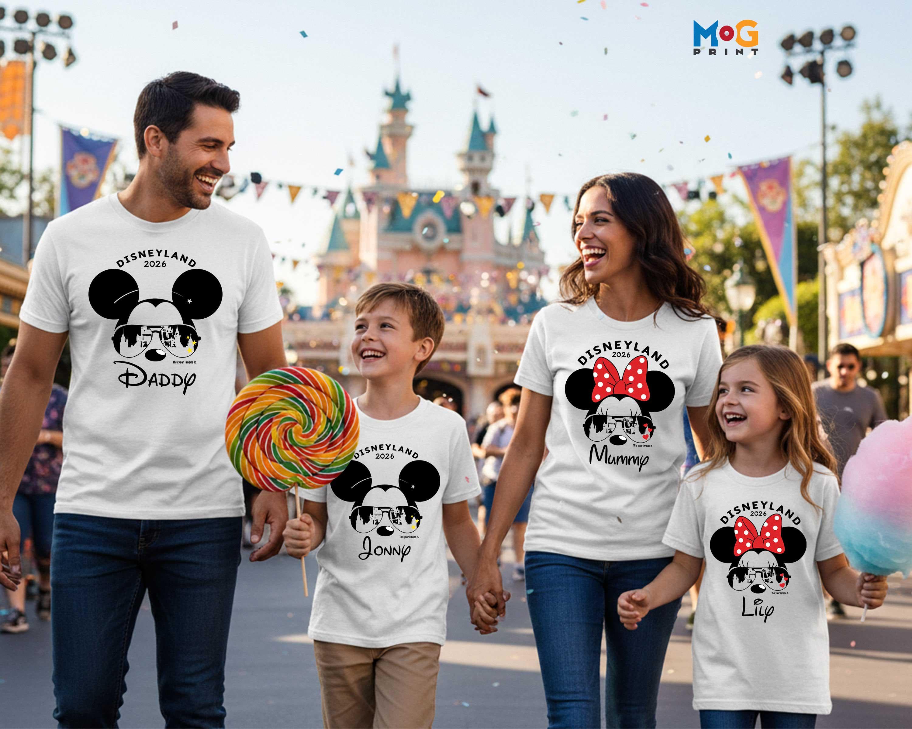 Disneyland Personalised Family T-shirt Group Family Holiday Vacation Disneyworld | Custom Name Text | Mickey Minnie Adult Kids Tees All Size