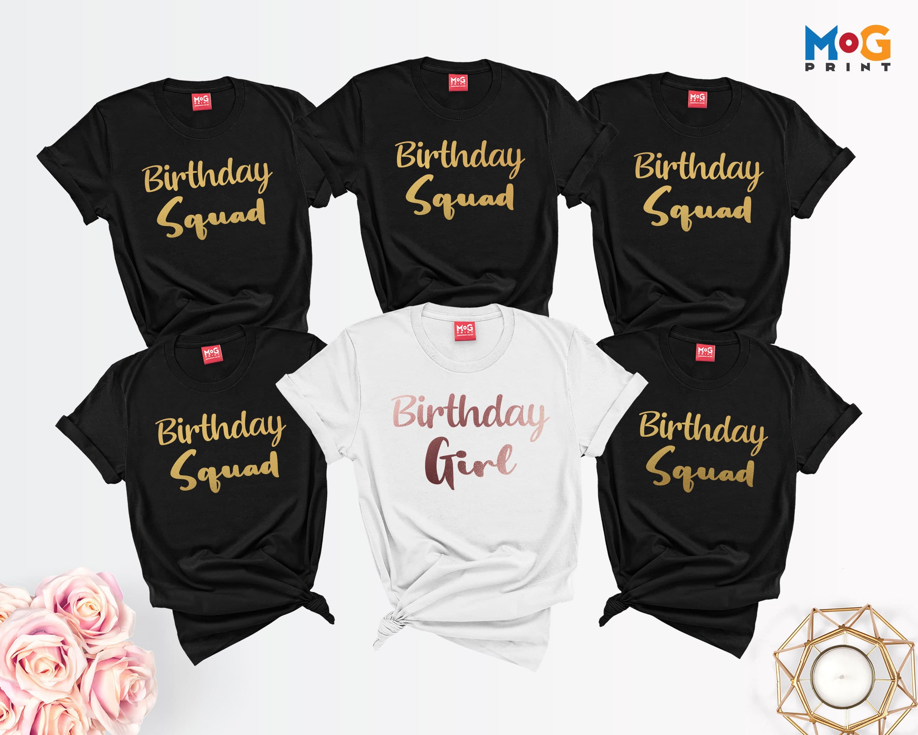 Custom Birthday T-shirts | PERSONALISED Group Birthday Party Gift | Personalized Group Tops | Birthday Squad Matching T-Shirts Unisex Adults