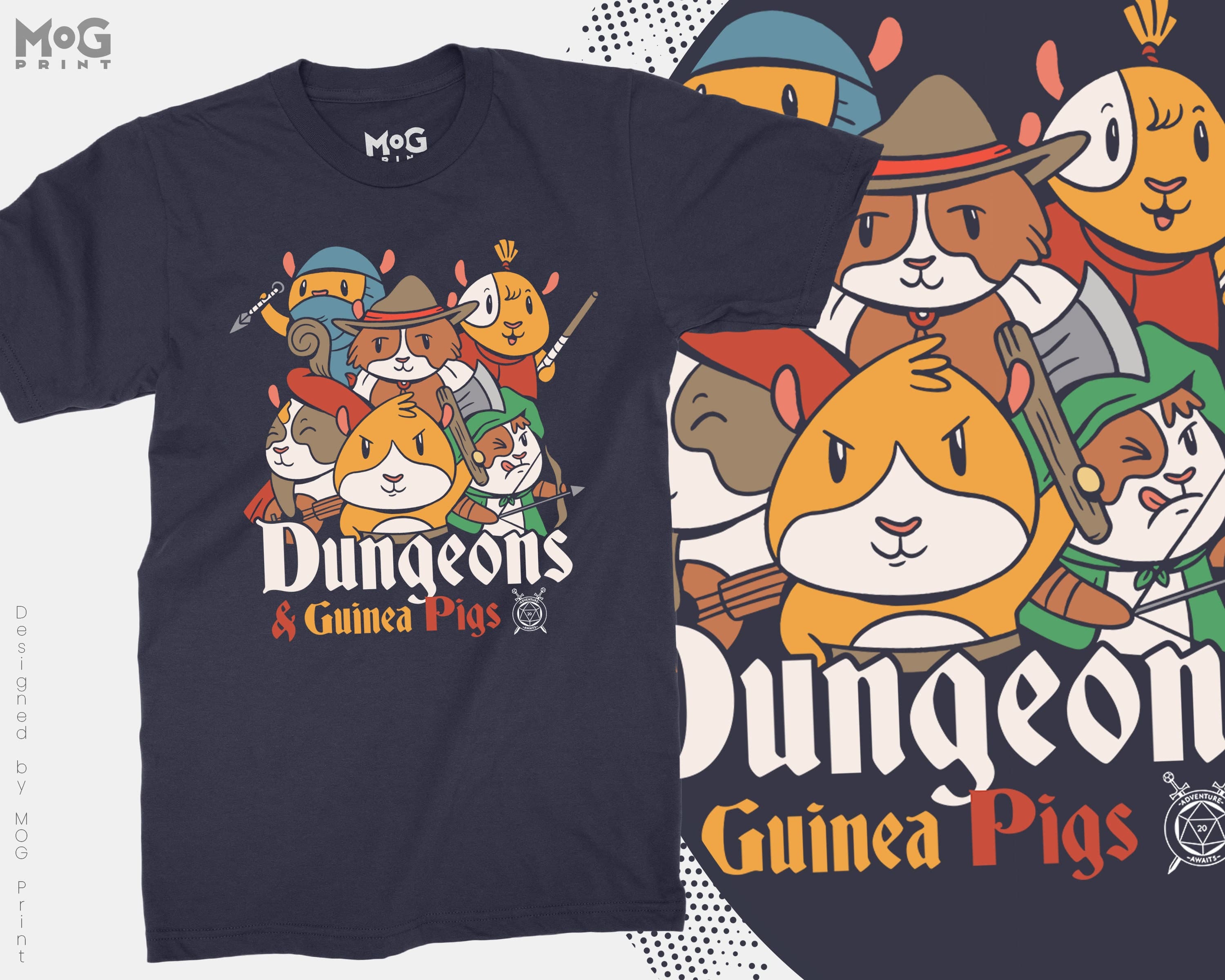 Dungeons and Guinea Pigs T-shirt for Men Women and Kids, DnD Dragons Master Tee, Funny Parody Dice Gaming Geek Shirt, Gamer Birthday Gifts - image 3