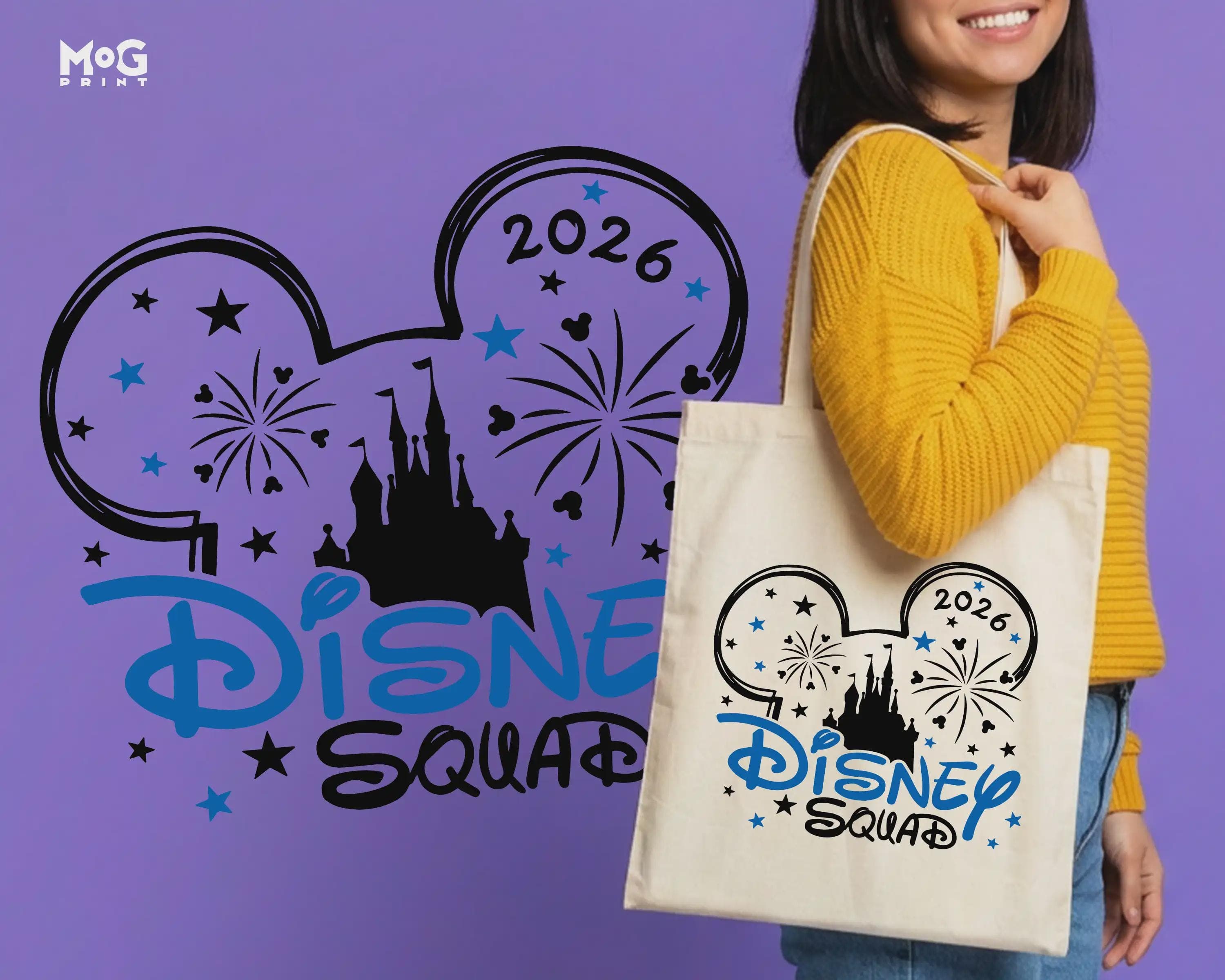 Disneyland Squad Tote Bag, Disneyworld Mickey & Minnie Travel Bags, Group Matching Family Vacation 2026, Holiday Trip Disneyland Paris Bags