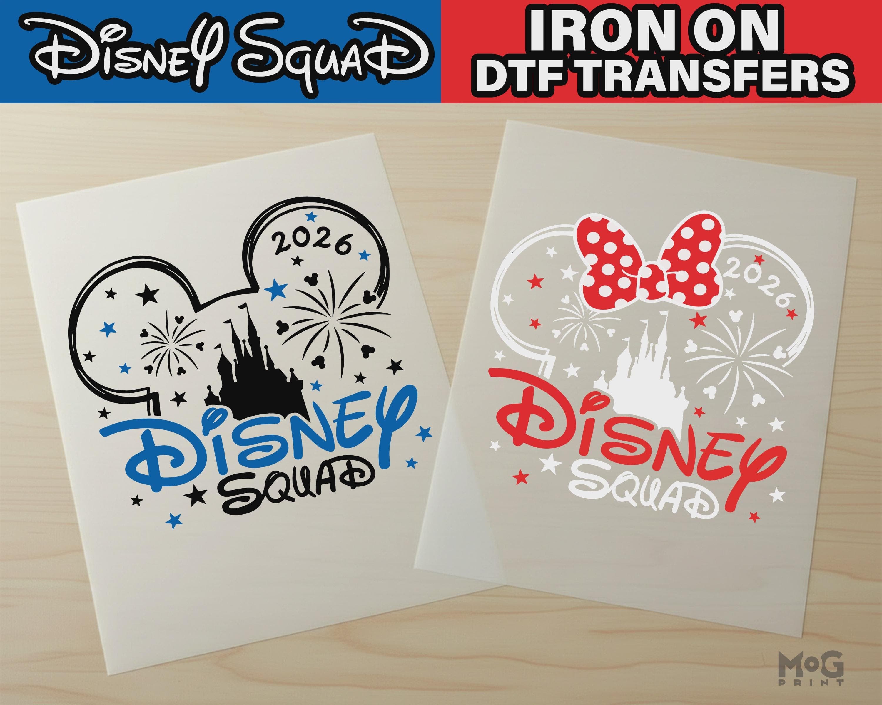Disneyland Squad Mickey & Minnie Iron on tshirt, Transfers Patch Print, Disneyworld Paris Iron on Shirt, Disneyworld Family Holiday Matching