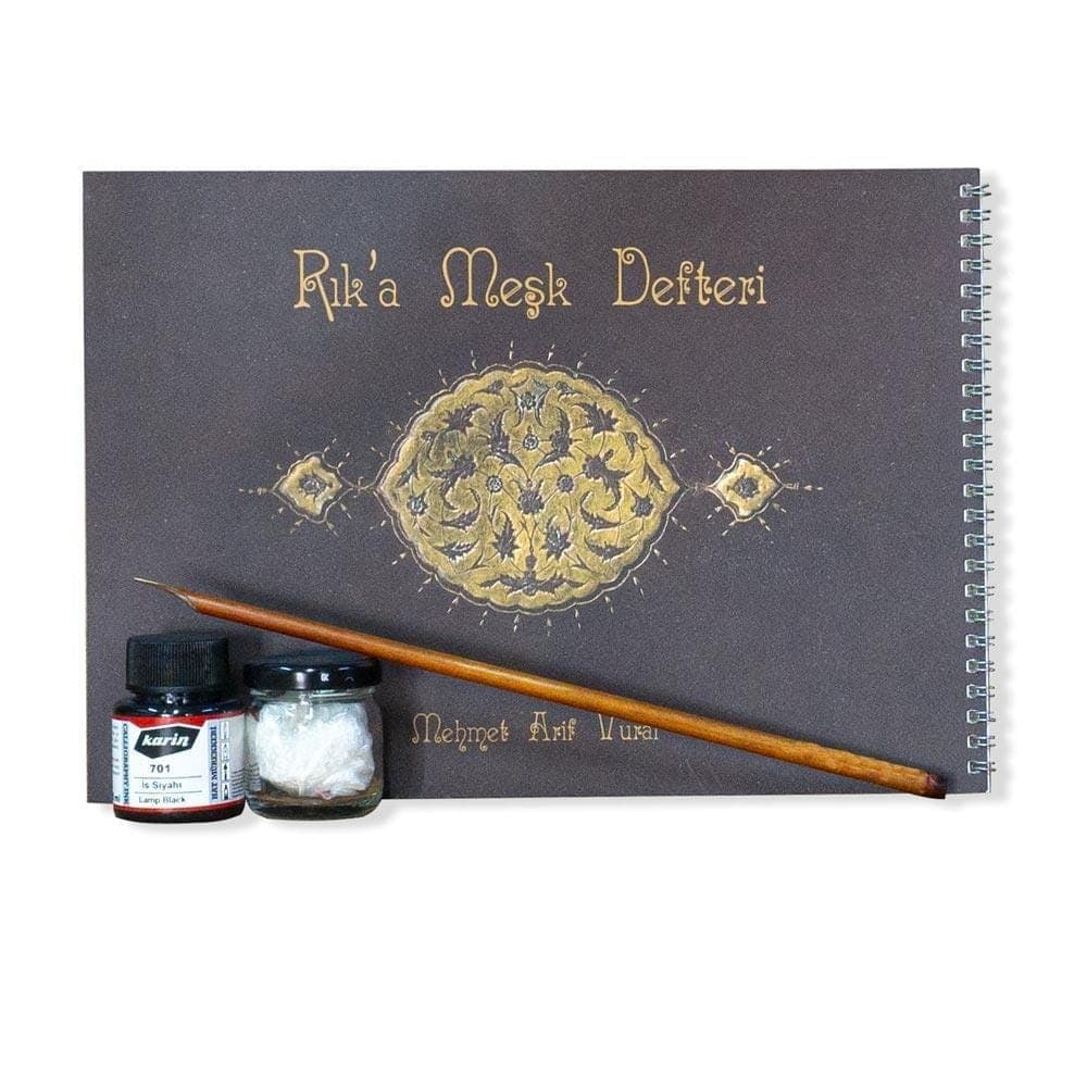 Riq'a Script Calligraphy Starter Kit: Soot Ink, Reed Pen, Silk Lika