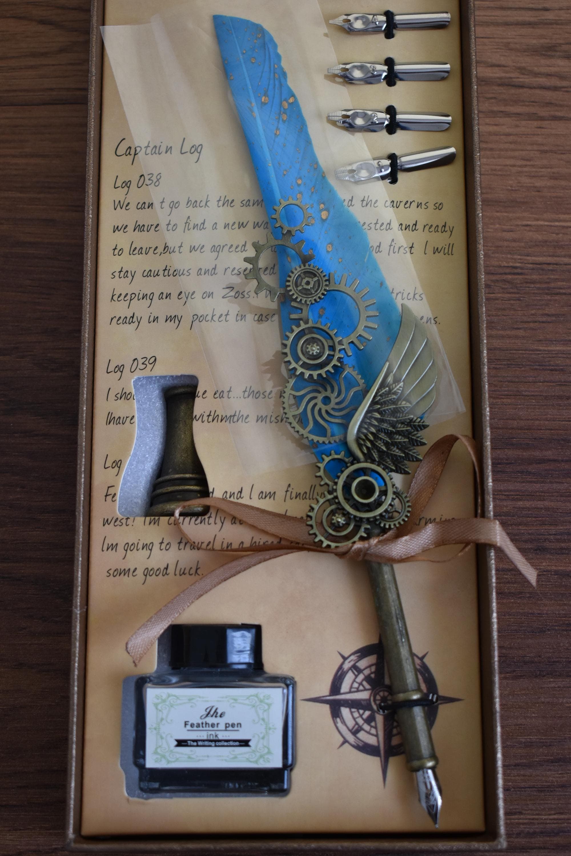 Personalized Feather Ink Dip Pen Set – Custom Name Engraved Writing Gift - image 3