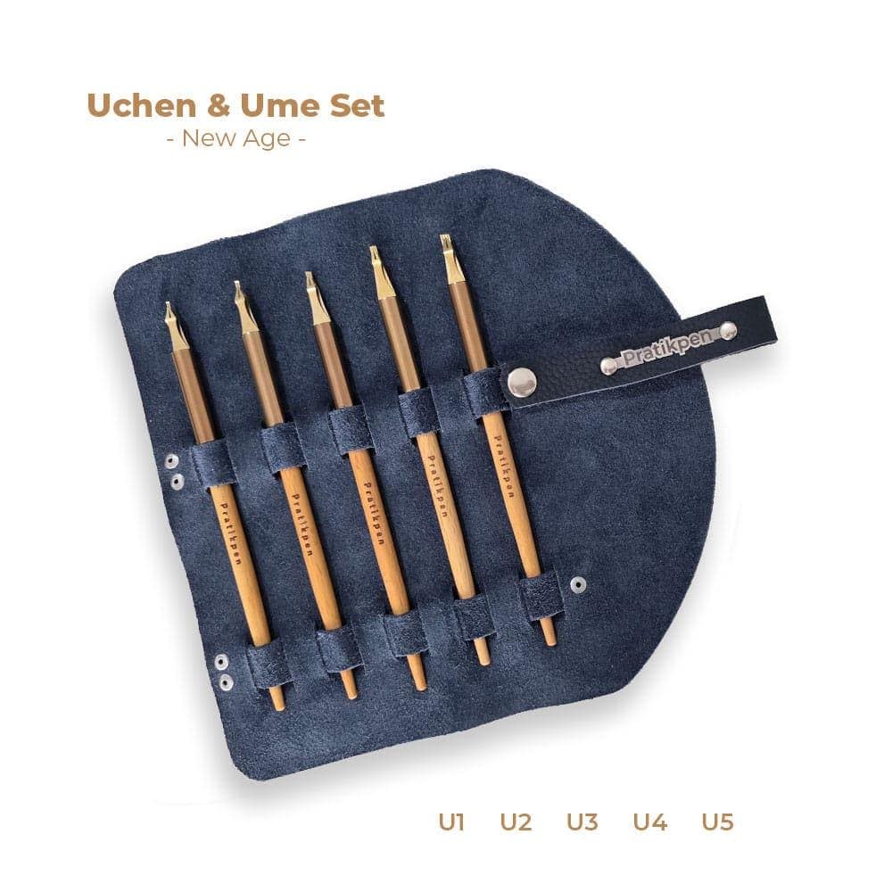 Personalized Tibetan Calligraphy Pen Set – Uchen & Ume, Leather Case