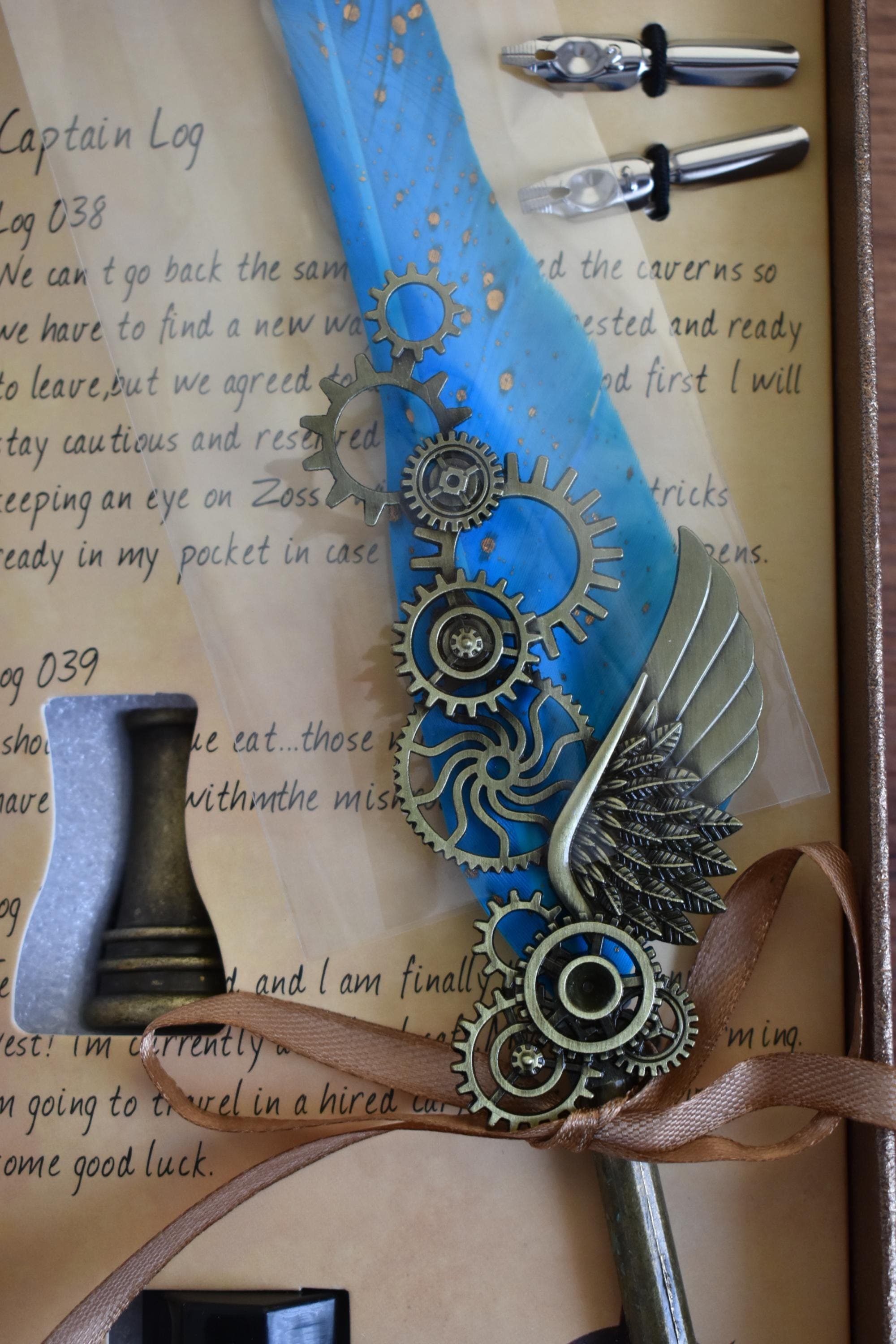Personalized Feather Ink Dip Pen Set – Custom Name Engraved Writing Gift - image 4