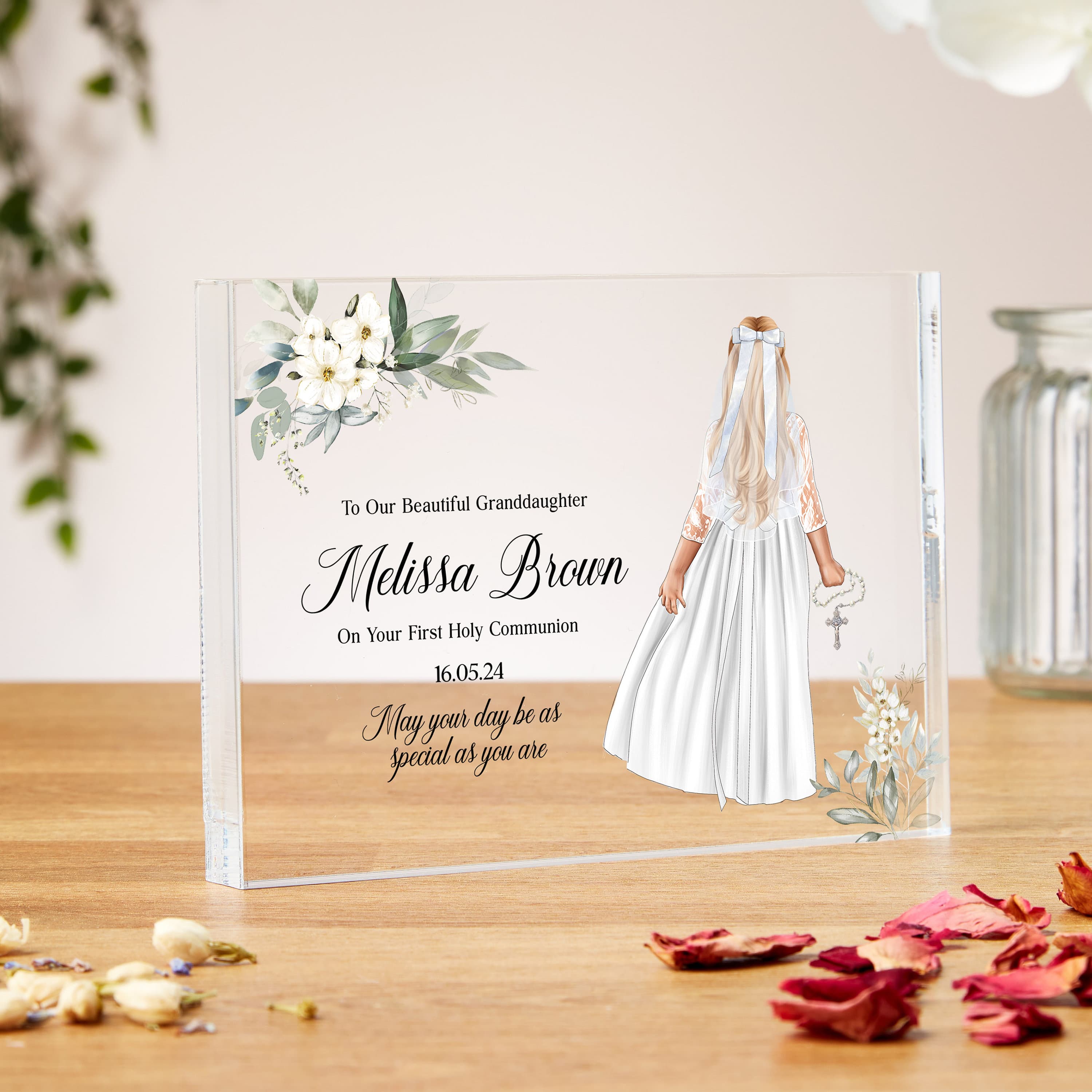 First Holy communion gifts for girls, acrylic block, Baptism Gift, granddaughter, daughter, goddaughter, christening gifts, sister, niece